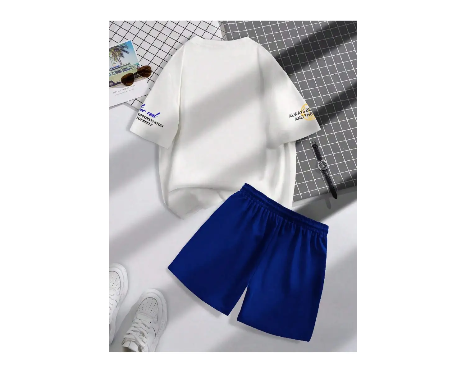 Manfinity Hypemode Erkek Harf ve Rakam Baskılı Mürettebat Yaka Kısa Kollu