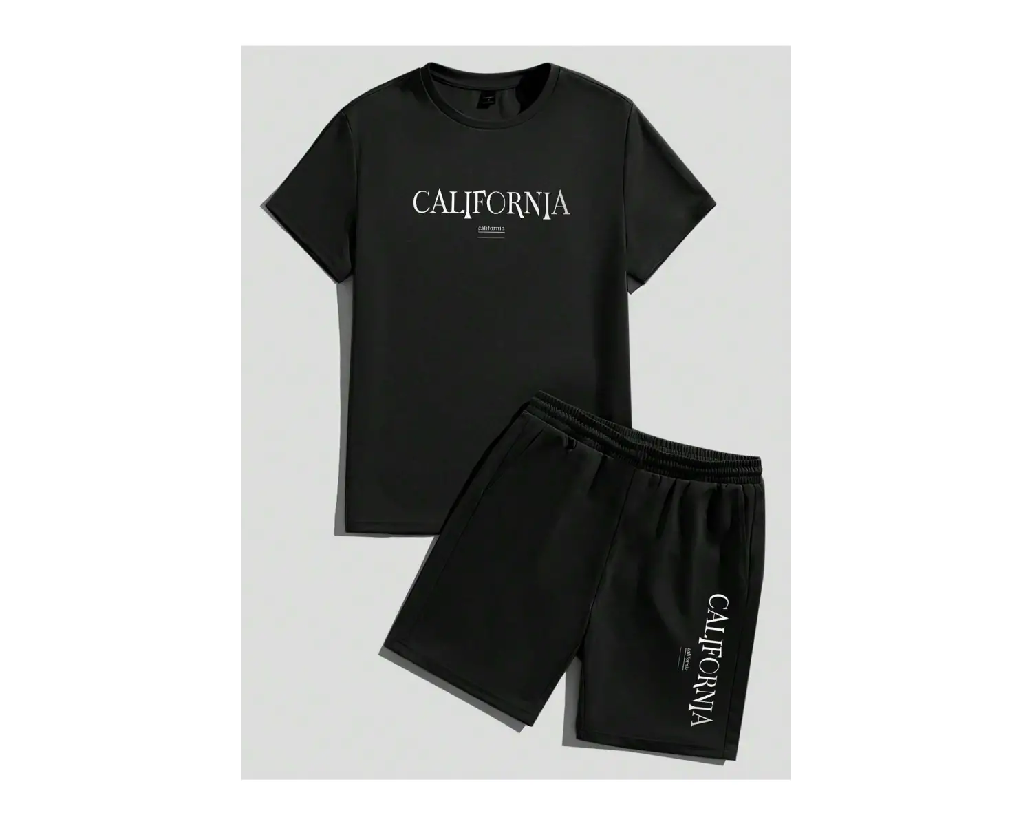 Manfinity Hypemode Erkek Mektup ollu Günlük Tişört Ve Şort Takımı