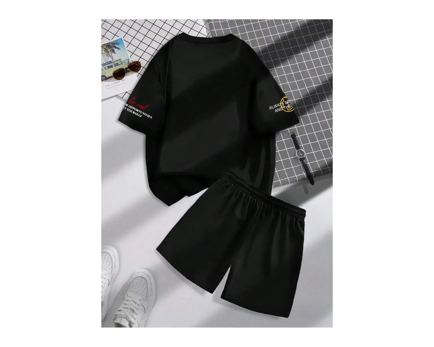 Manfinity Hypemode Erkek Rahat Mektup Baskılı Düşük Omuz