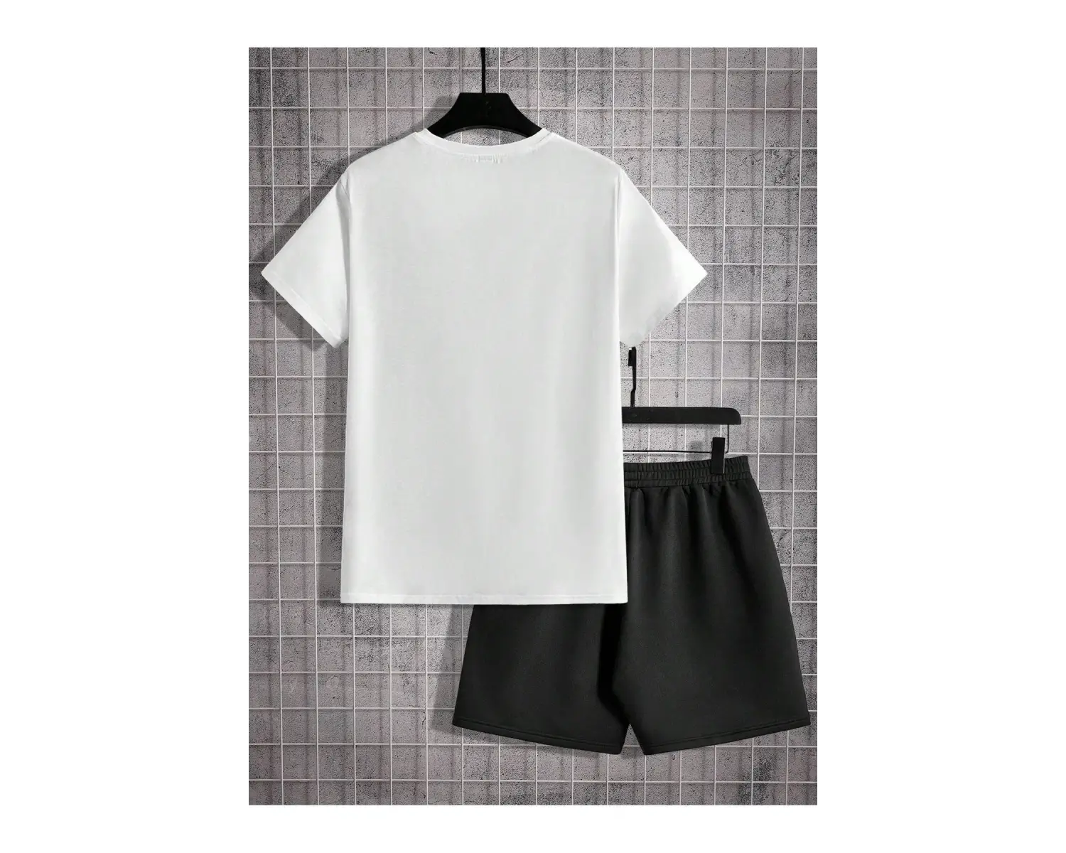 Manfinity Hypemode Erkek Yazlık Rahat Örme Kısa Kollu Tişört ve Şort Harf Baskılı