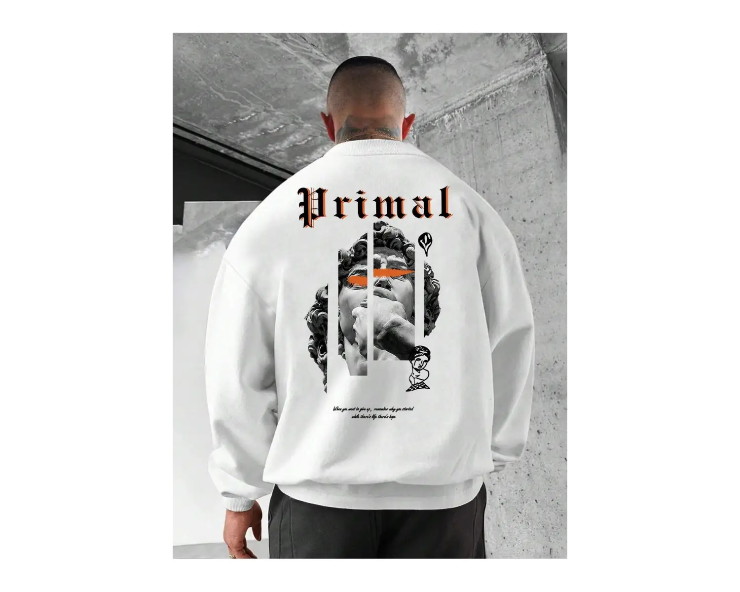 Manfinity Hypemode Slogan & Sculpture Print Pullover Beyaz