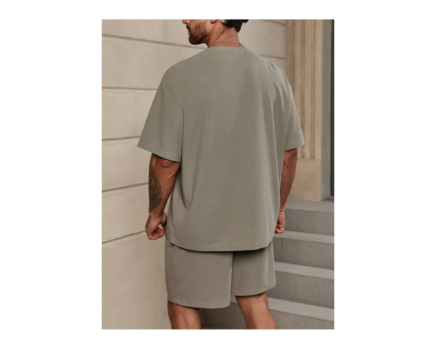 Manfinity KASUA Erkek Günlük Düz Omuz Düşük Tişört ve Şort