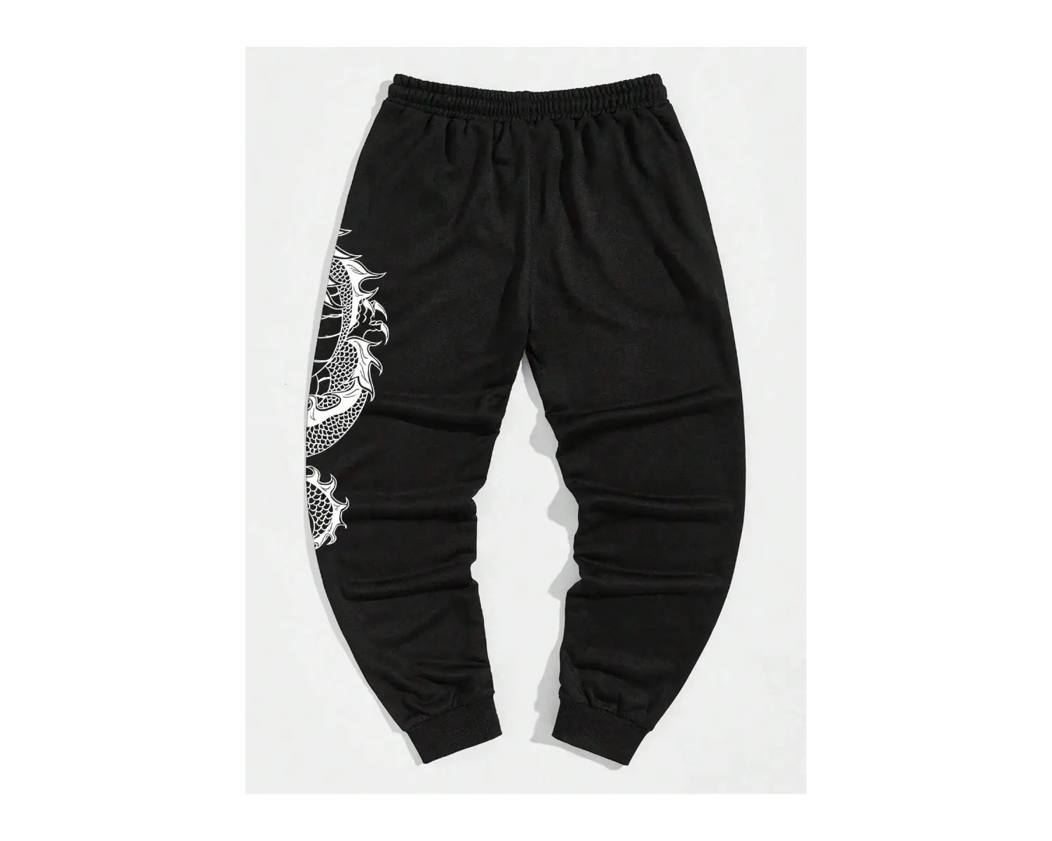 Manfinity Men Plus Çin Ejderha Baskılı Bel İpli Eşofman Altı