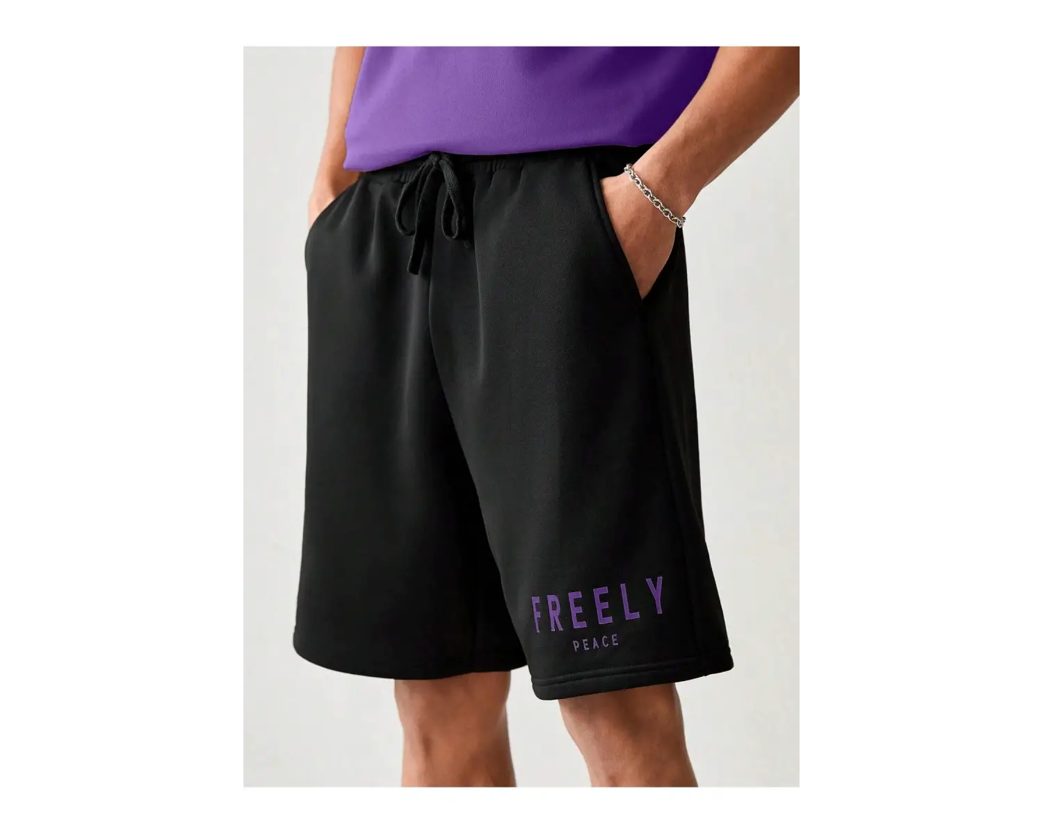 Manfinity UrbanChill Örme Rahat Baskılı Kısa Kollu ve Şort Takımı