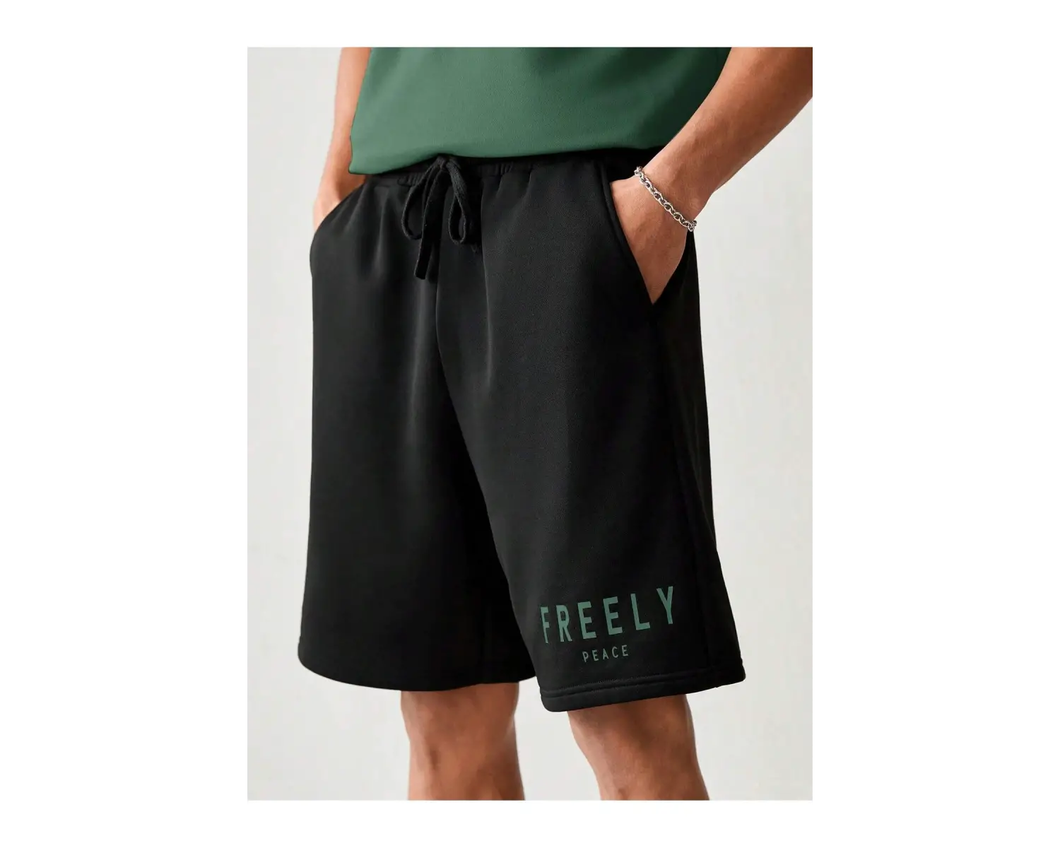 Manfinity UrbanChill Örme Rahat Baskılı Kısa Kollu ve Şort Takımı