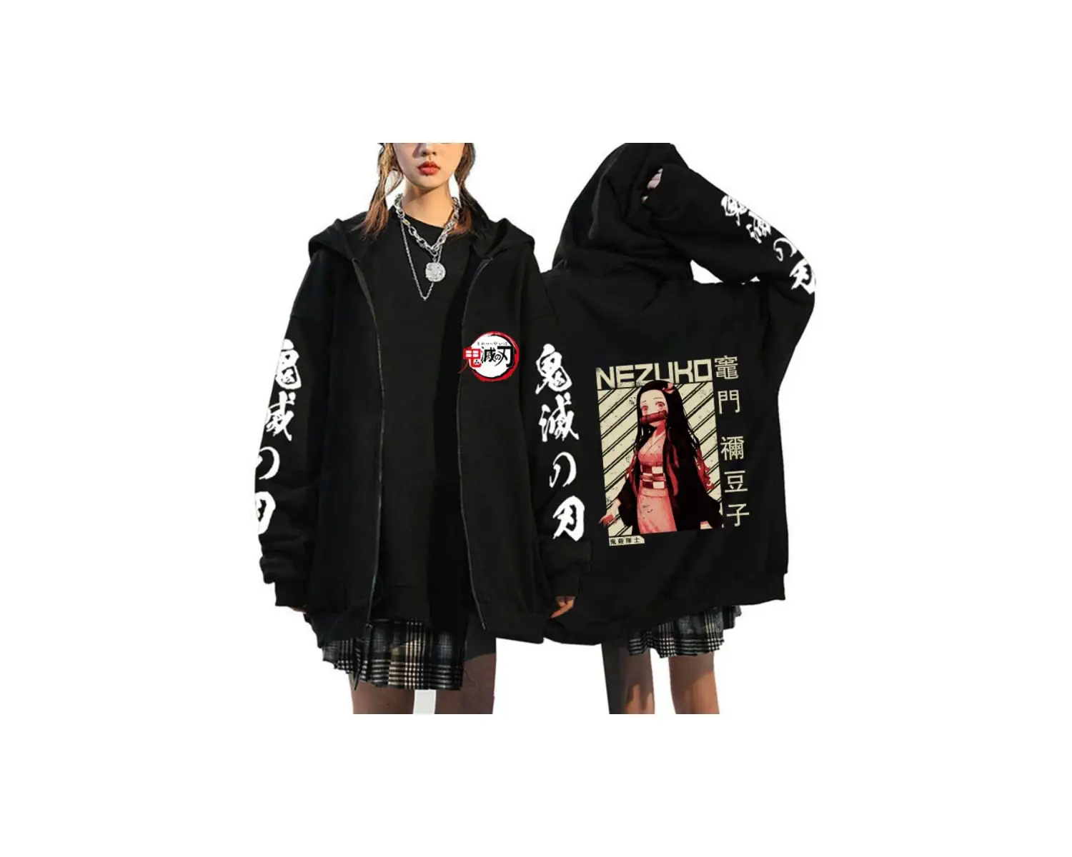 Manga Baskılı Fermuarlı Sweatshirt Demon Slayer Mod.23 14550