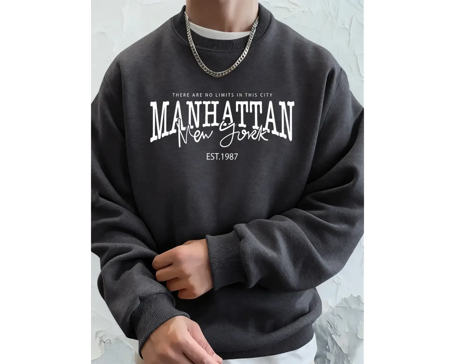 Manhattan New York Kelimeler Baskılı Erkek Kapüşonlu Üstleri Sonbahar Bol Sweatshirt Hip Hop