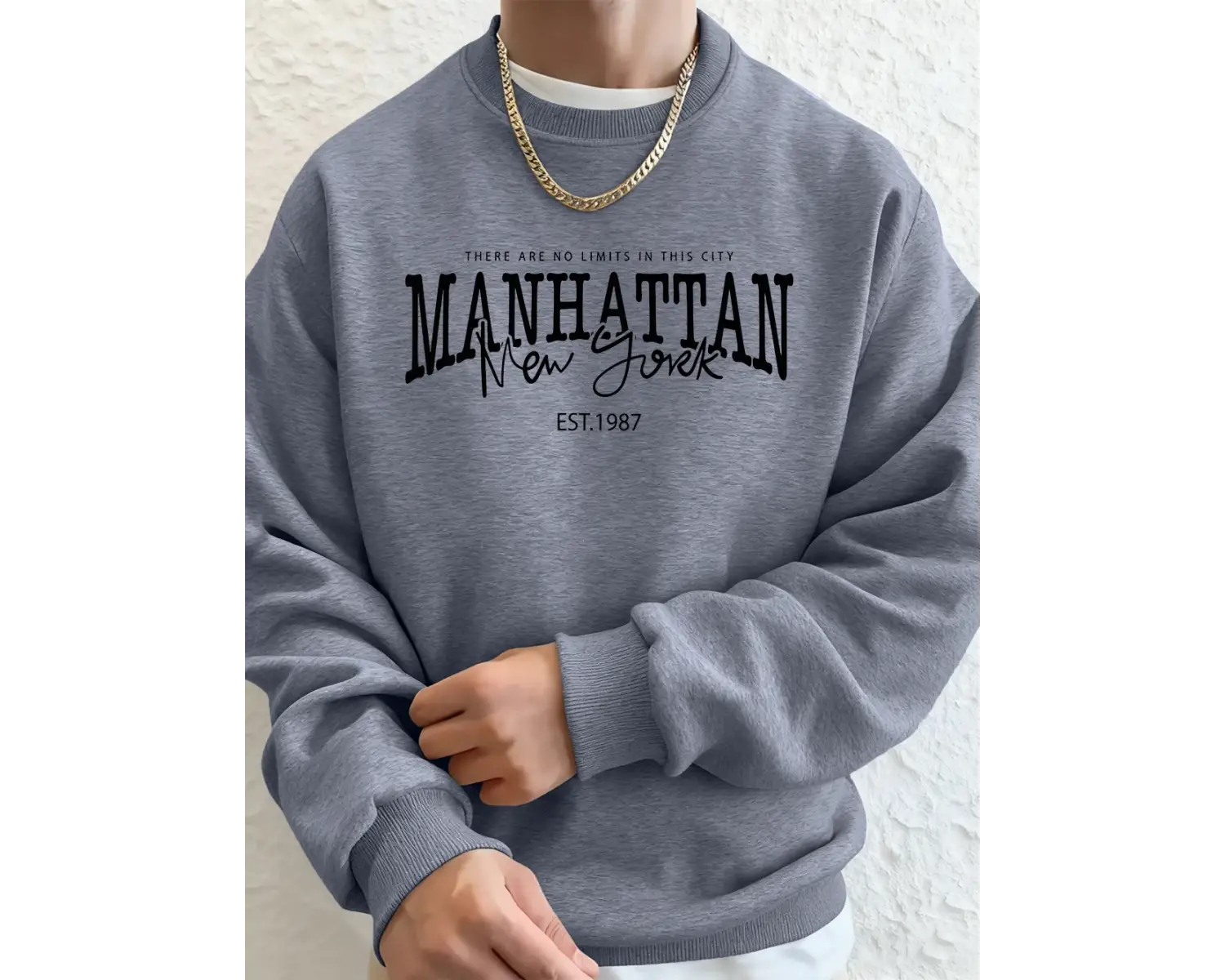 Manhattan New York Kelimeler Baskılı Erkek Kapüşonlu Üstleri Sonbahar Bol Sweatshirt Hip Hop