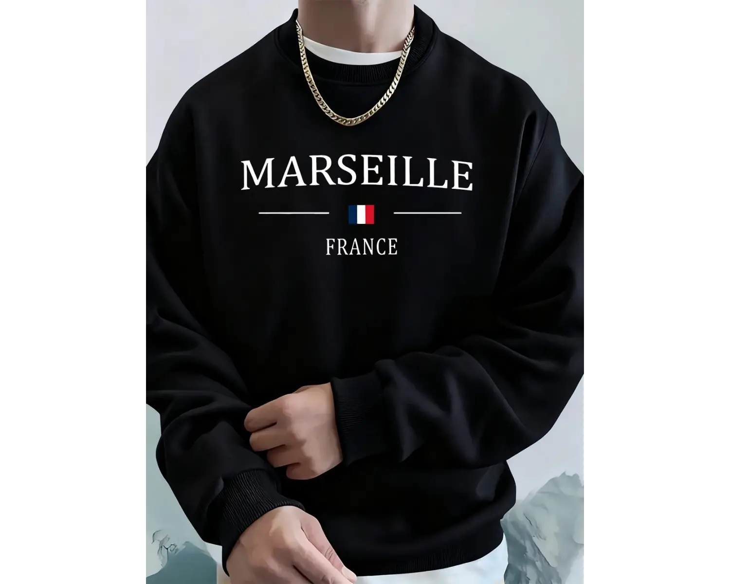 Marsilya Fransa Bayrağı Baskı Erkekler Hoodie Sonbahar Polar Sıcak Tişörtü Rahat Gevşek Bisik