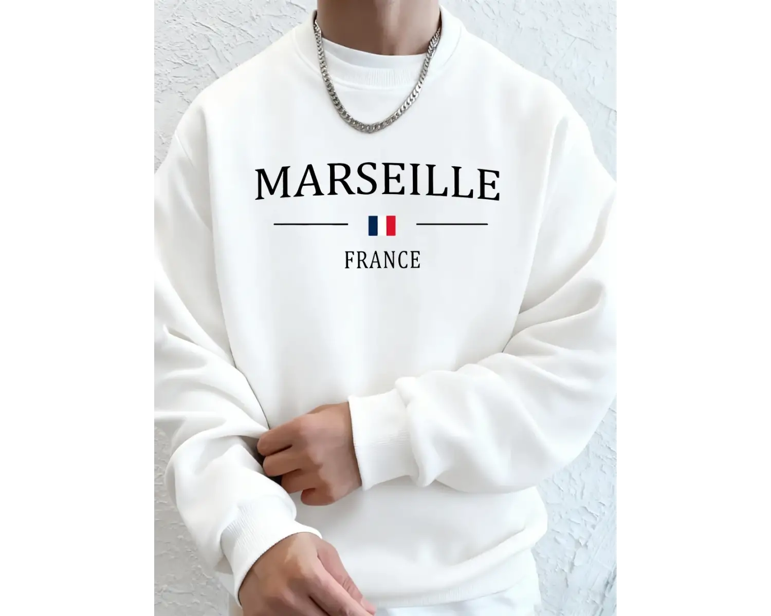 Marsilya Fransa Bayrağı Baskı Erkekler Hoodie Sonbahar Polar Sıcak Tişörtü Rahat Gevşek Bisik