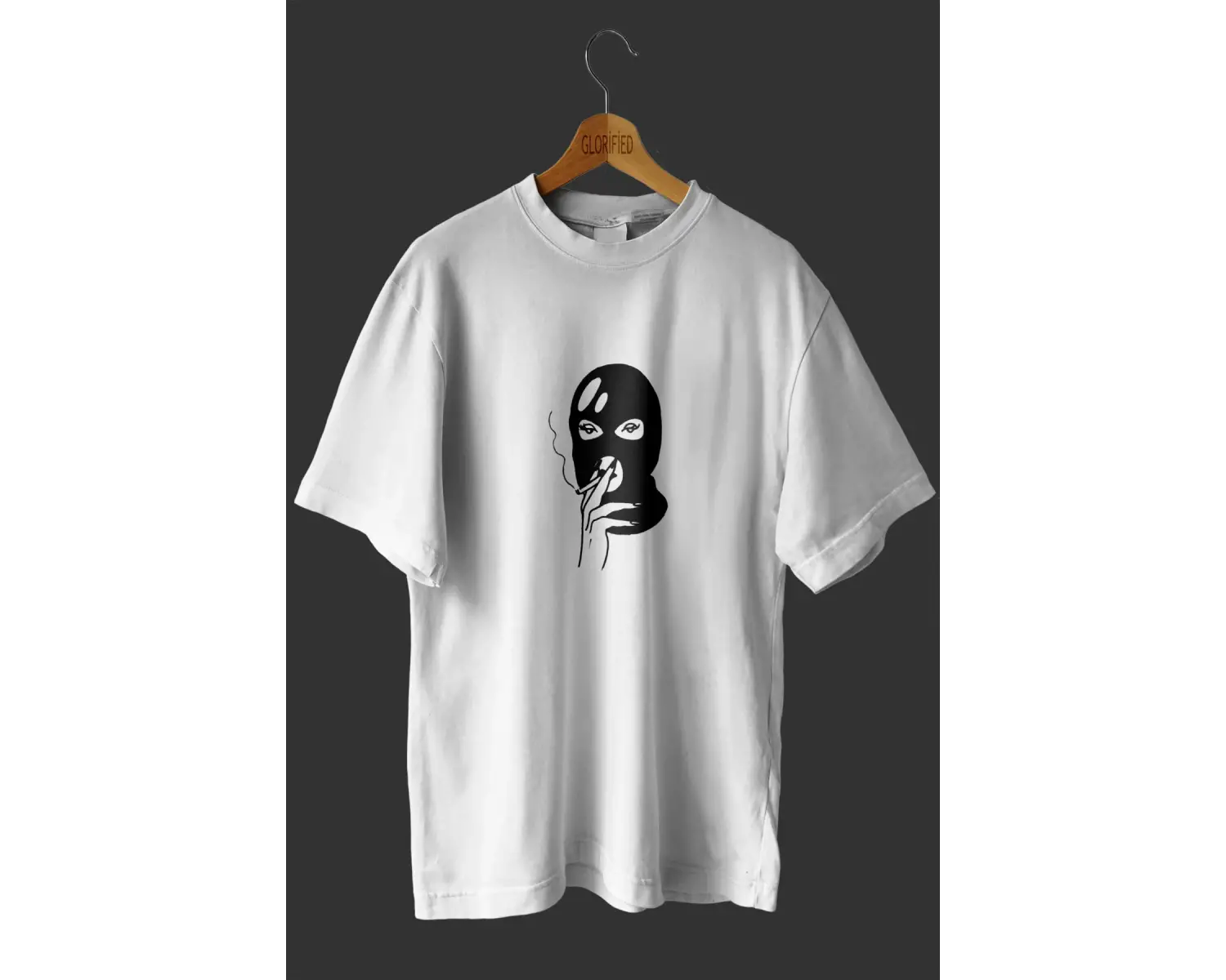 Maskeli Kız Tasarım Baskılı Oversize T-shirt ( Tişört )