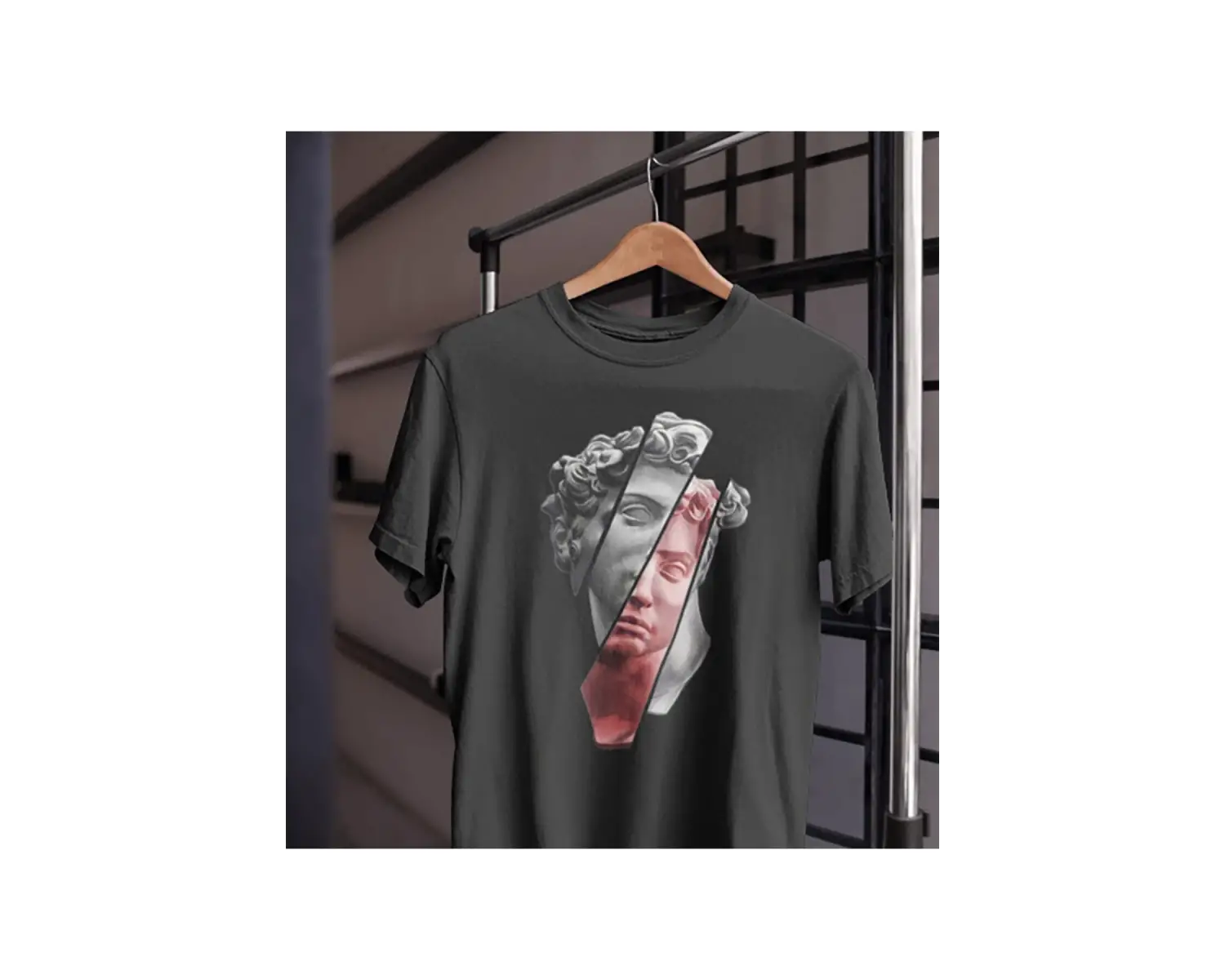 MAVİ Unısex Kadın Erkek Mitoloji Heykel Rönesans uk T-sh