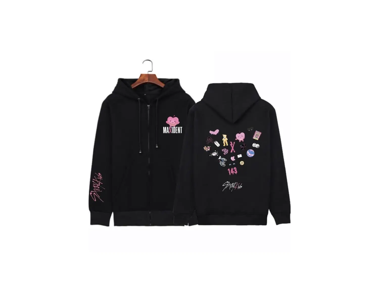 Maxıdent Stray Kids Fermuarlı Kapşonlu Hoodie Mod570 14653