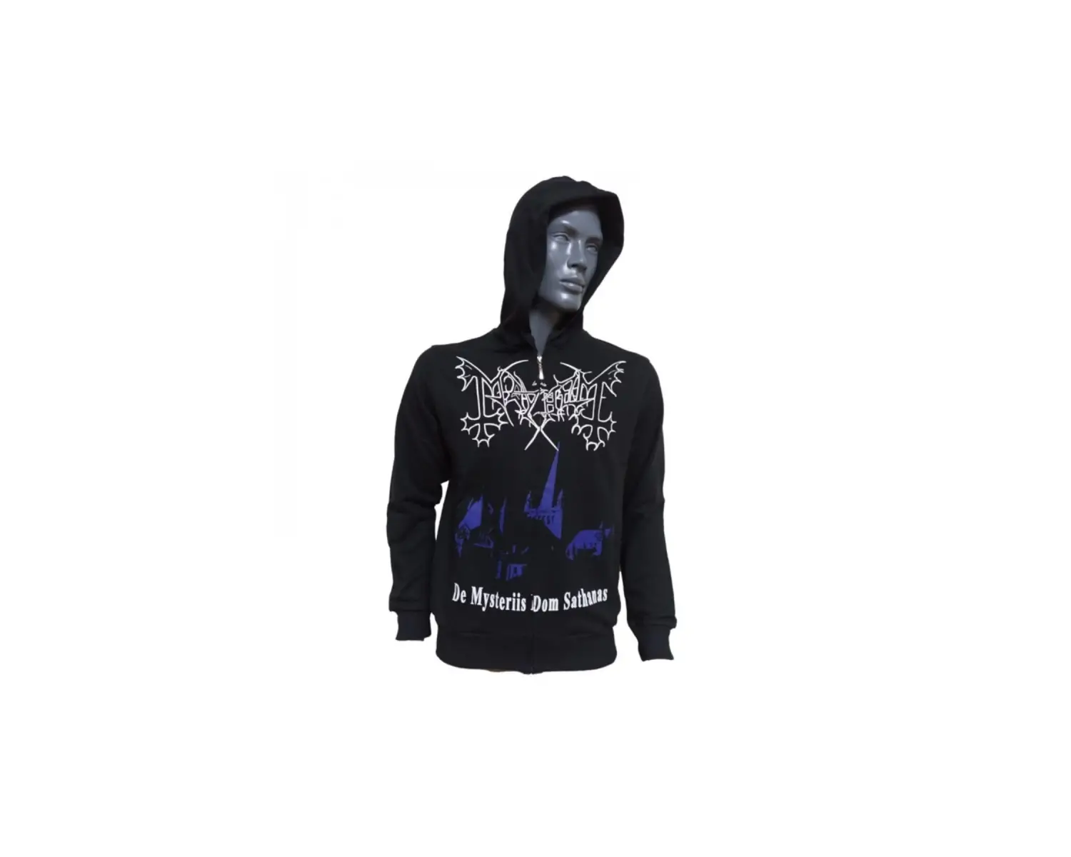 Mayhem De Mysteriis Dom Sathanas Metal Band Baskılı Kapüşonlu Fermuarlı Sweatshirt Siyah
