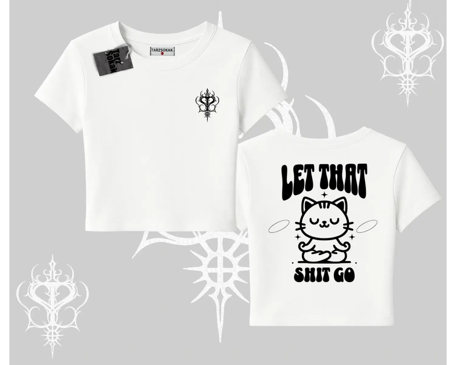 Meditasyon Yapan Kedi Baskılı Babby Tee Tshirt