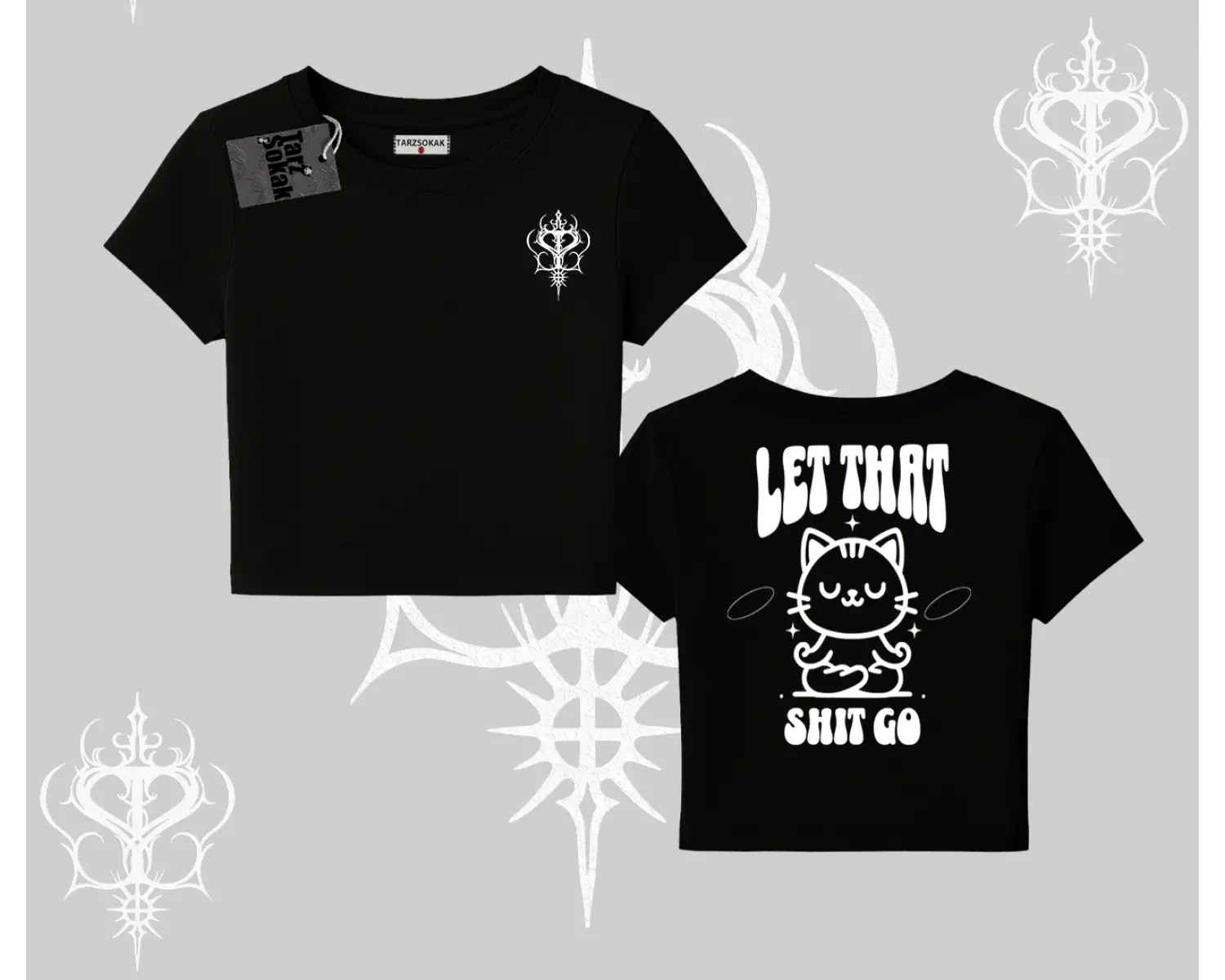 Meditasyon Yapan Kedi Baskılı Babby Tee Tshirt