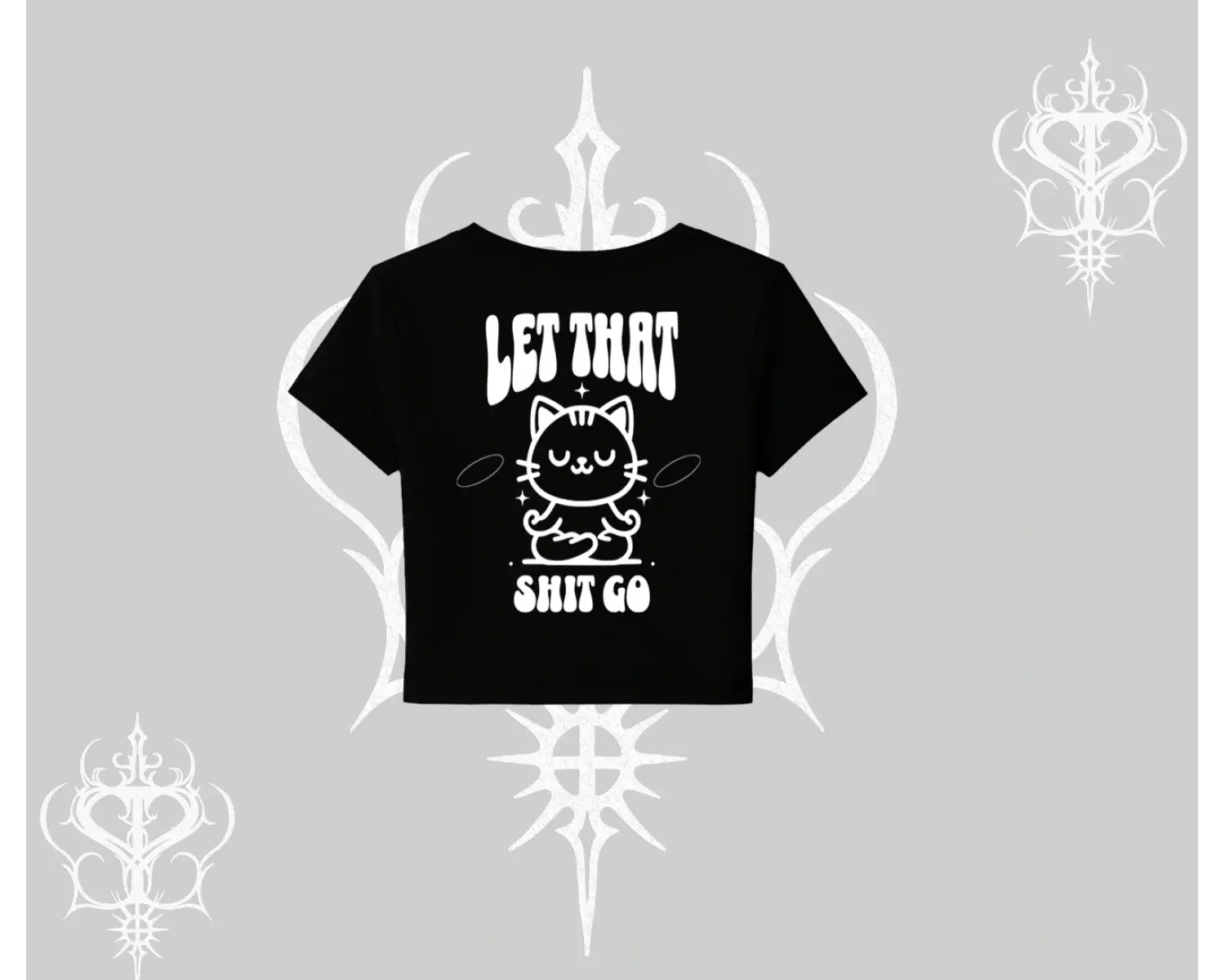 Meditasyon Yapan Kedi Baskılı Babby Tee Tshirt