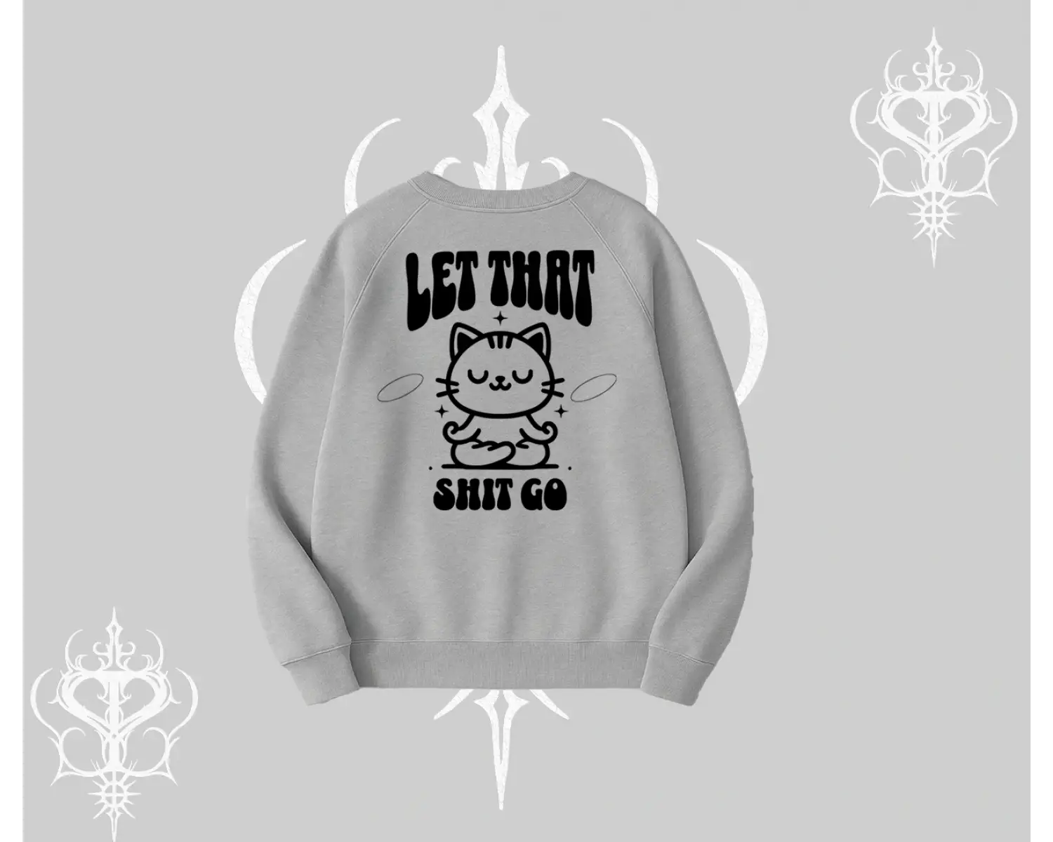 Meditasyon Yapan Kedi Baskılı Biskilet Sweatshirt