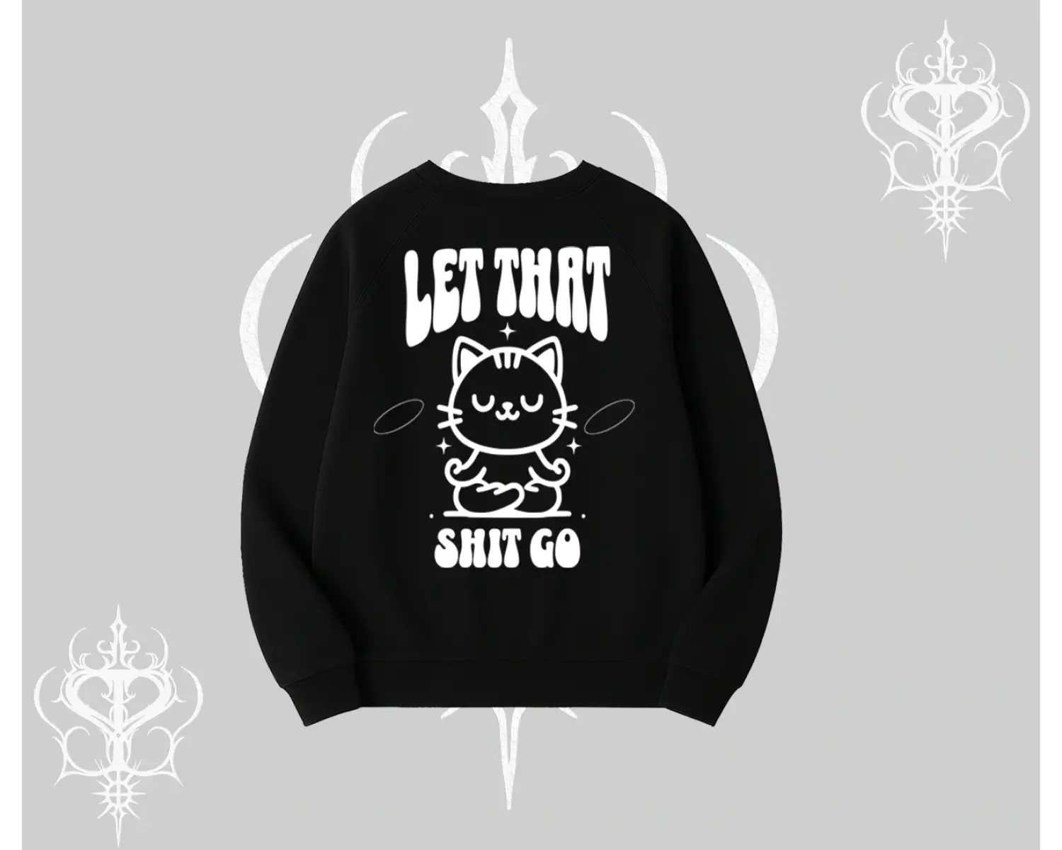 Meditasyon Yapan Kedi Baskılı Biskilet Sweatshirt