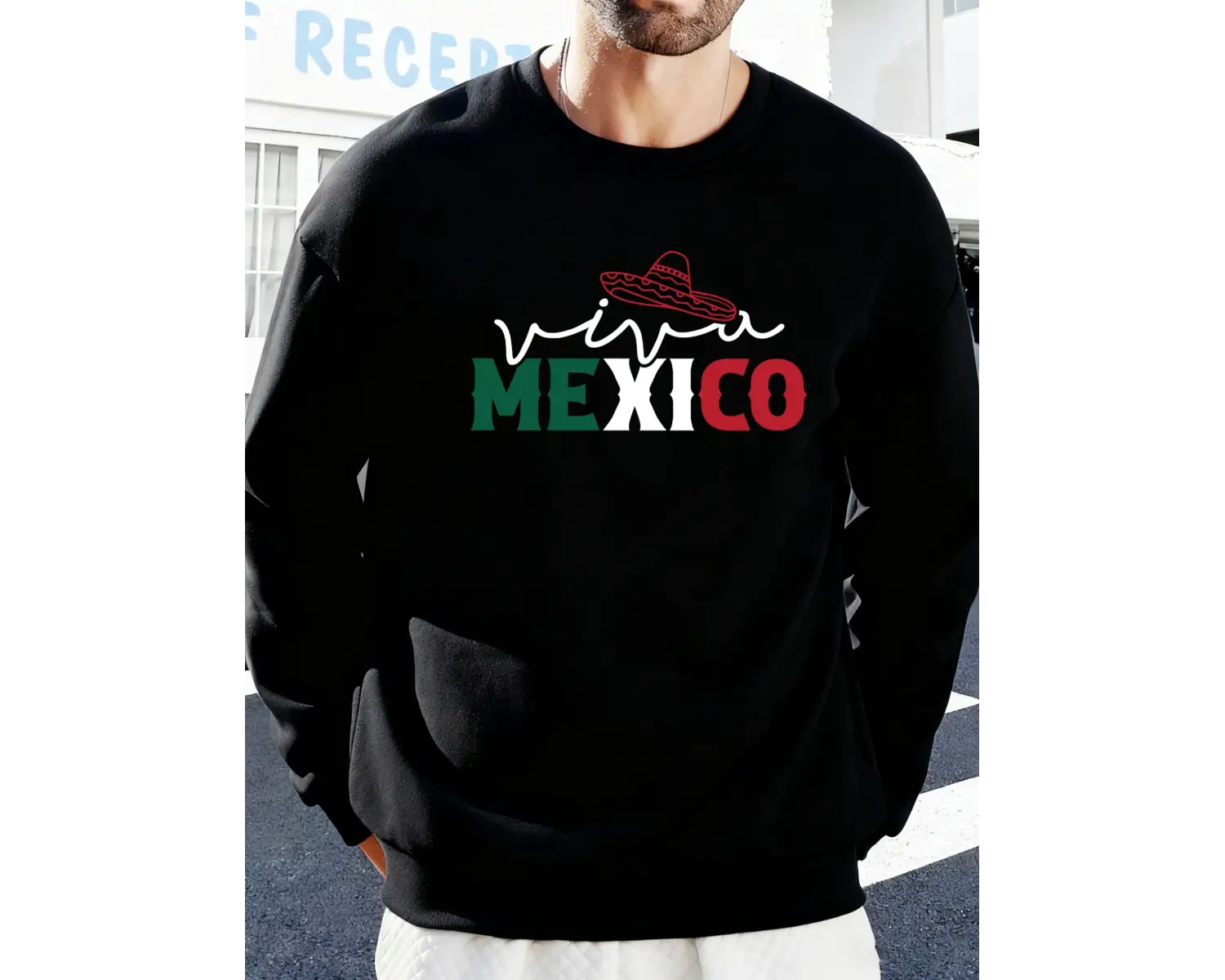 Meksika Yaratıcı Harf Baskılı Günlük Sokak Giyimi Erkek Polar Yüksek Bel Sweatshirt Spor Bisi