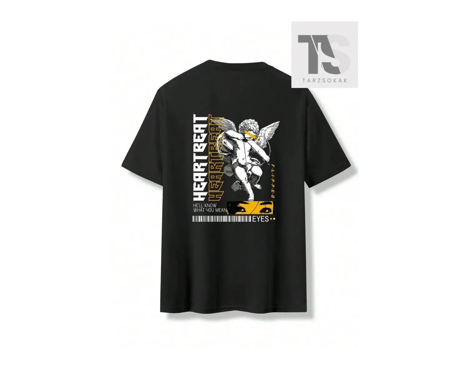 Melek ve Harf Baskılı Erkek Tişört