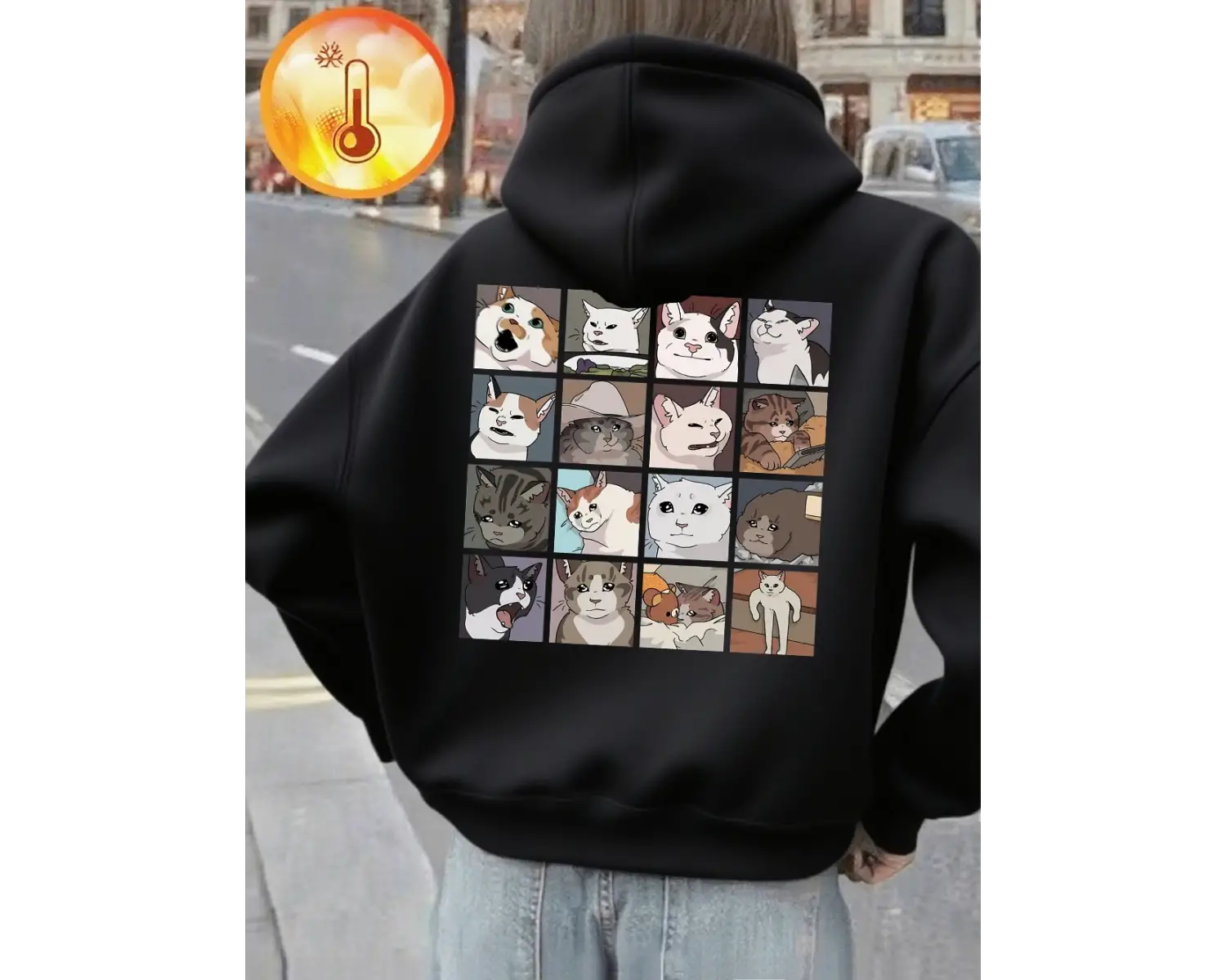 Meme Cats 2.0 Karikatür Baskılı Kapüşonlu Üstler Kadın Sonbahar Polar Sıcak Sweatshirtler Tem