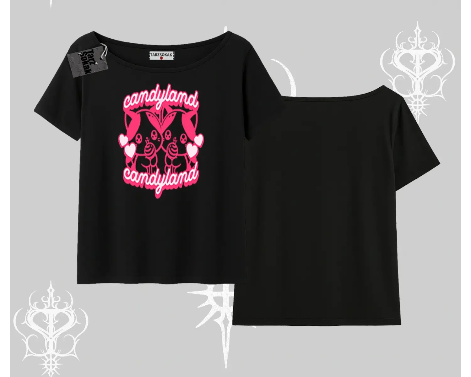 Meow Yazılı Kedi Portre Baskılı Oversize Tshirt