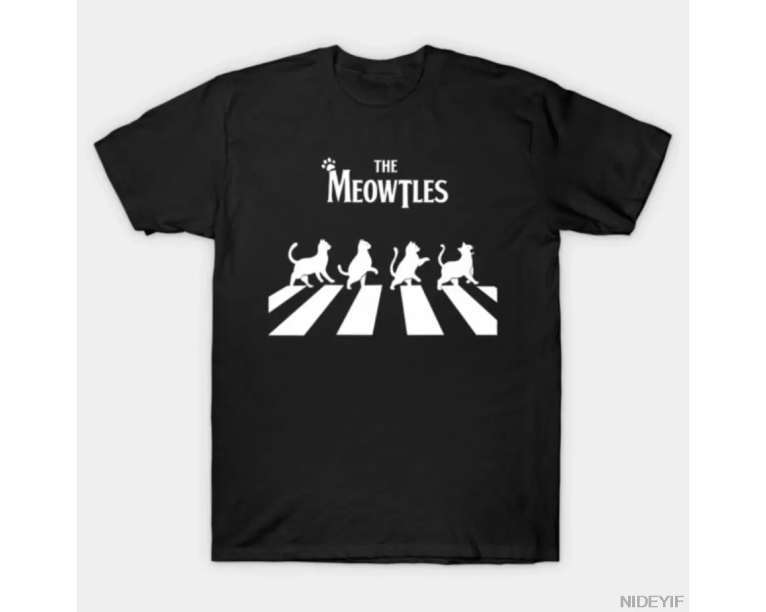 Meowtles kedi tişörtü Erkekler Kadınlar için %100 Pamuklu Tişörtler Kısa Kollu Üstler 0105-2