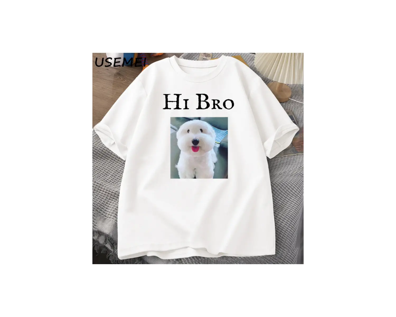 Merhaba Bro köpek yavru T-Shirt Tee rahat Y2K komik Meme Waitimgoated Terkekler kadın 2974