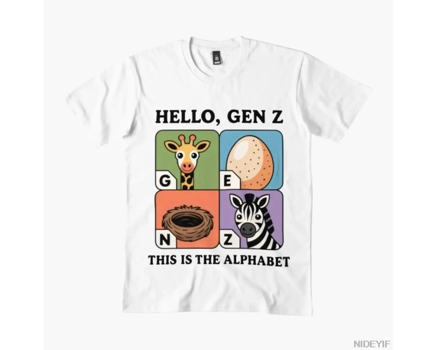 Merhaba GEN Z Alfabe Tişörtü Erkekler Kadınlar İçin %100 Pamuklu Tişörtler Kısa Kollu Üstler