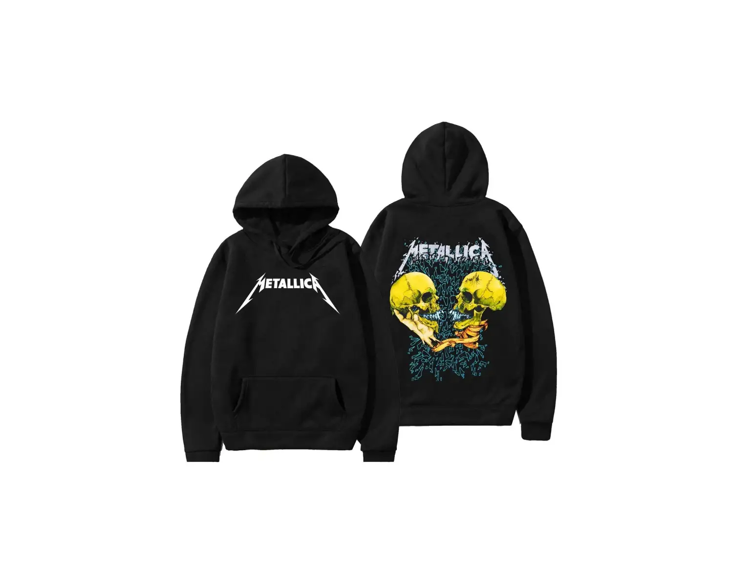 Metallica Burton Grafik Ön Arka Baskılı Kapşonlu 12730 Siyah