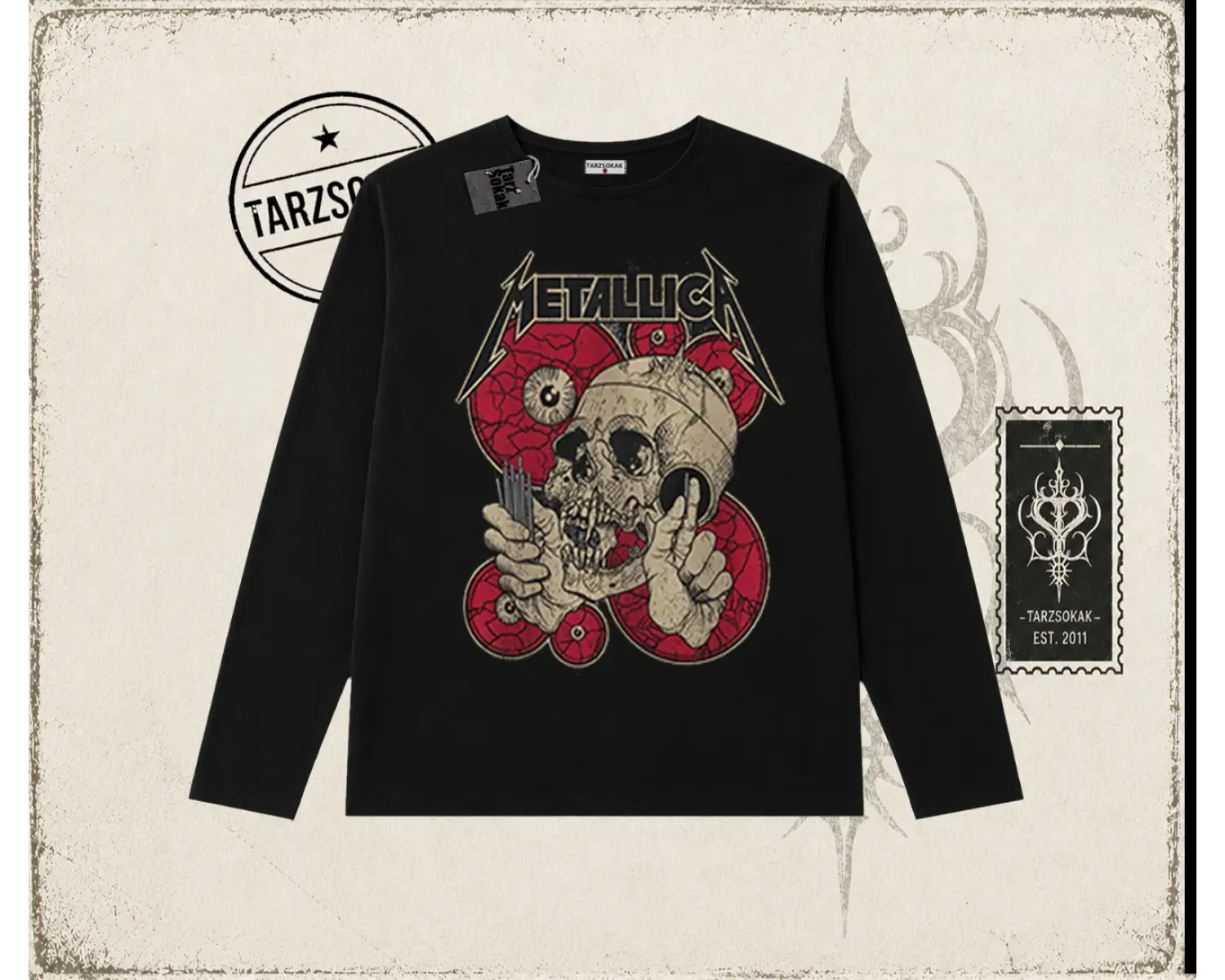 Metallica Kadın Biskilet Yaka  Long Sleeve Beyaz