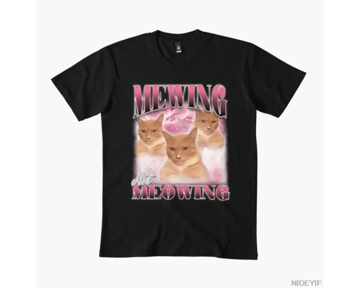 Mewing Not Meowing bruh Erkek Kadın Tişörtü %100 Pamuklu Tişörtler 3XS-3XL Üstler 1224-3