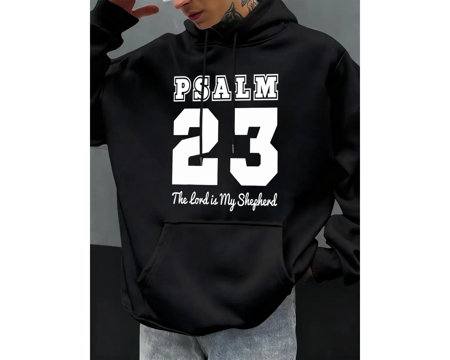 Mezmur Numarası 23 Desen Sonbahar Erkek Kapüşonlu Üst Hip Hop Cepli Günlük Kapüşonlu Üstler K