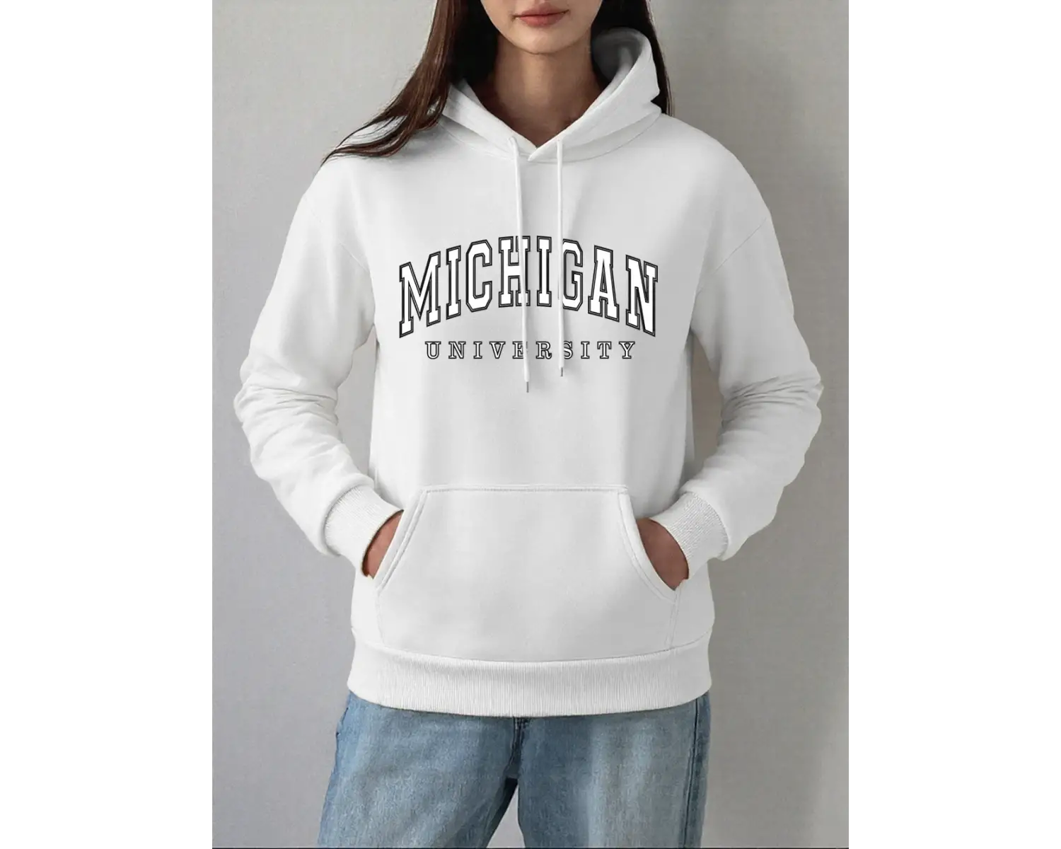 Miahigan Üniversitesi Baskılar Hoodie Kadın Kış Polar Sıcak Kazak Temelleri Cep Kazak Rahat R
