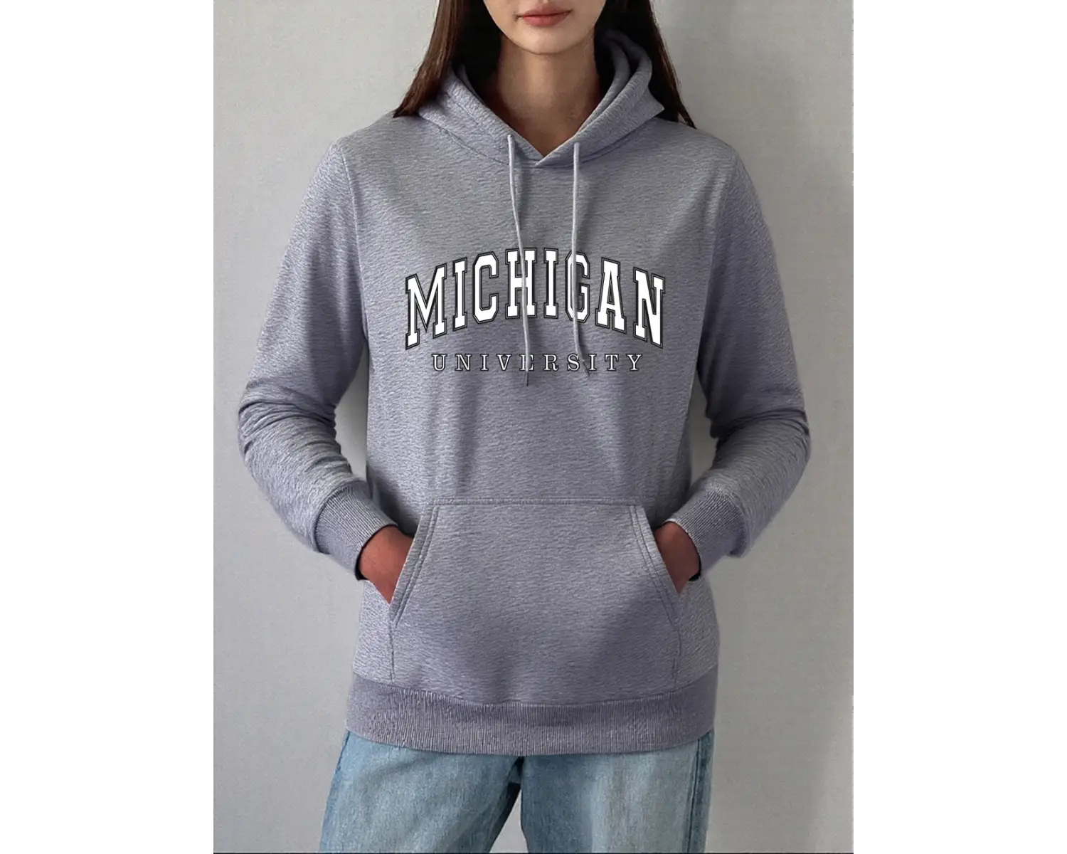 Miahigan Üniversitesi Baskılar Hoodie Kadın Kış Polar Sıcak Kazak Temelleri Cep Kazak Rahat R