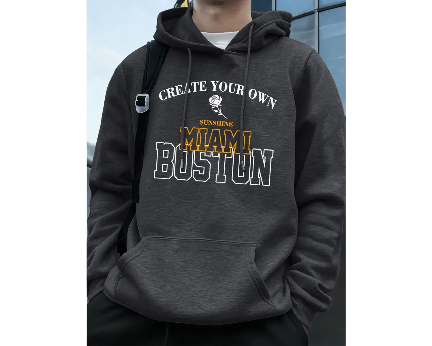 Miami Boston Mektup Baskı Kapüşonlular Erkekler Kış Polar Sıcak Kazak Koşu Cep Kazak Sportif