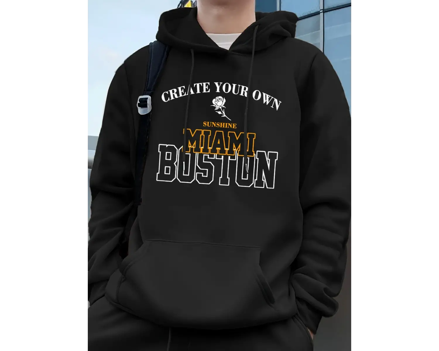 Miami Boston Mektup Baskı Kapüşonlular Erkekler Kış Polar Sıcak Kazak Koşu Cep Kazak Sportif