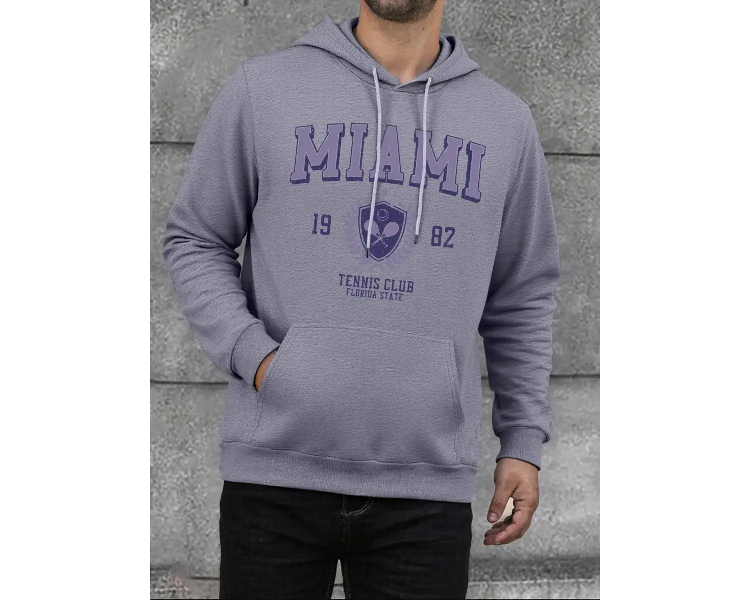 Miami Florida 1982 Baskı Erkekler Kapüşonlular Sokak Rahat Kapüşonlu Üst Moda Büyük Beden Giy