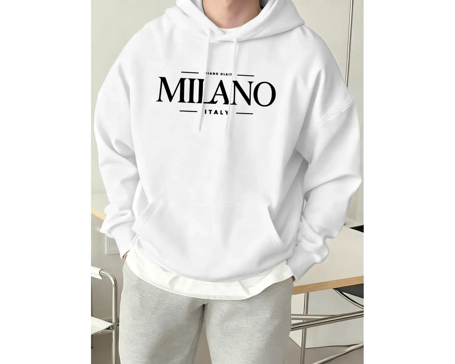 Miano Olait Milano İtalya Baskılar Temel Giysiler Sokak Giyimi Çift Polar Günlük Giyim Sokak