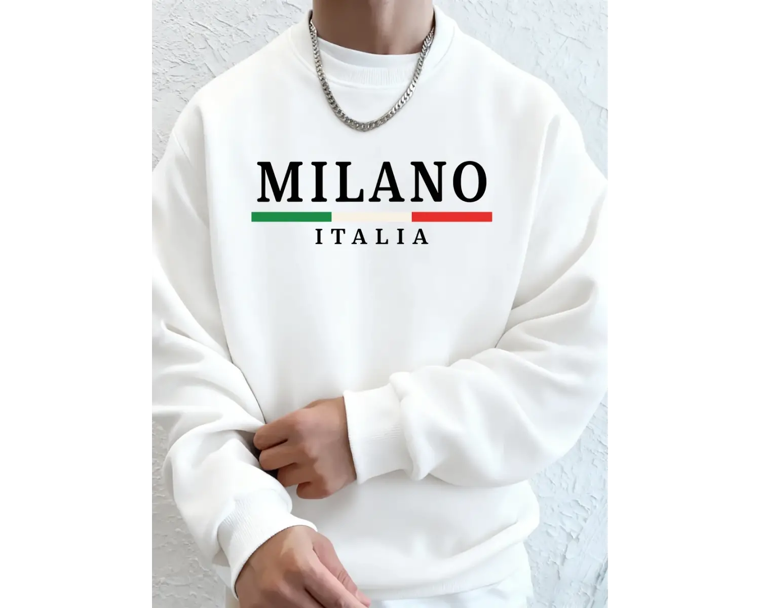 Milano İtalya Bayrağı Renkli Baskılı Erkekler Kazak Kış Polar Sıcak Kapüşonlular Kore Gevşek