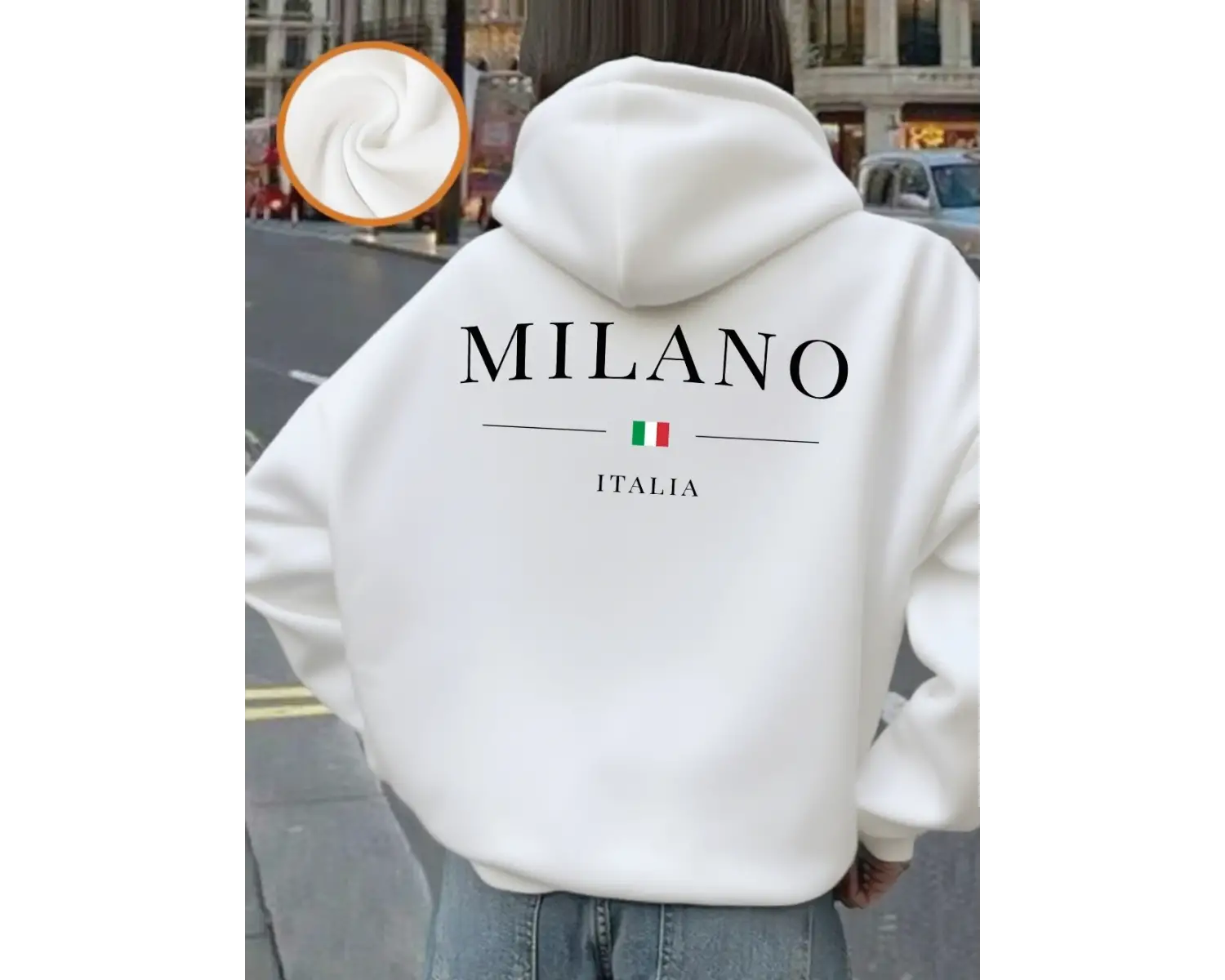 Milano İtalya Mektup Baskılı Hoodie Kadın Kış Polar Sıcak Kazaklar Temel Cep Tişörtü Rahat Ge