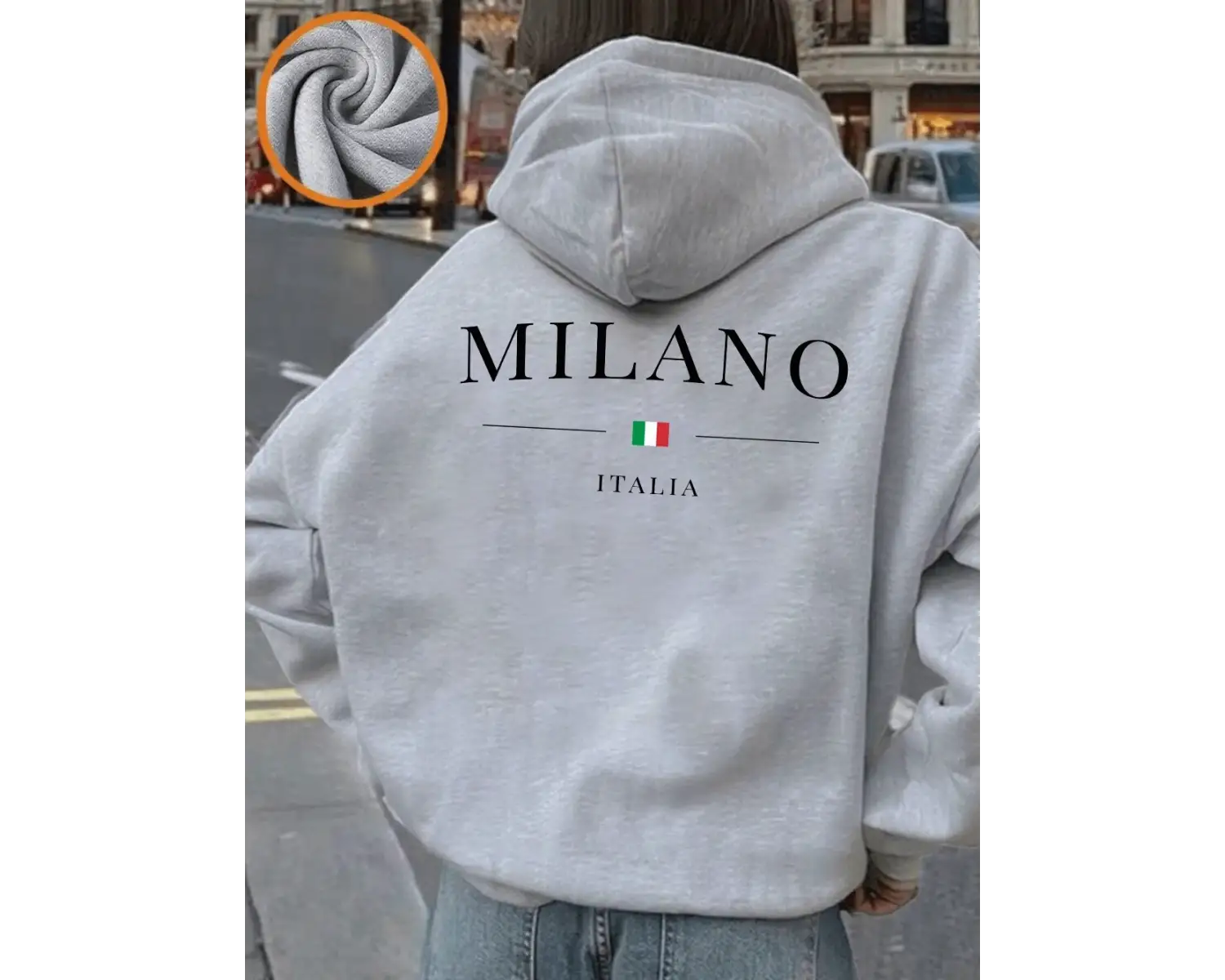 Milano İtalya Mektup Baskılı Hoodie Kadın Kış Polar Sıcak Kazaklar Temel Cep Tişörtü Rahat Ge