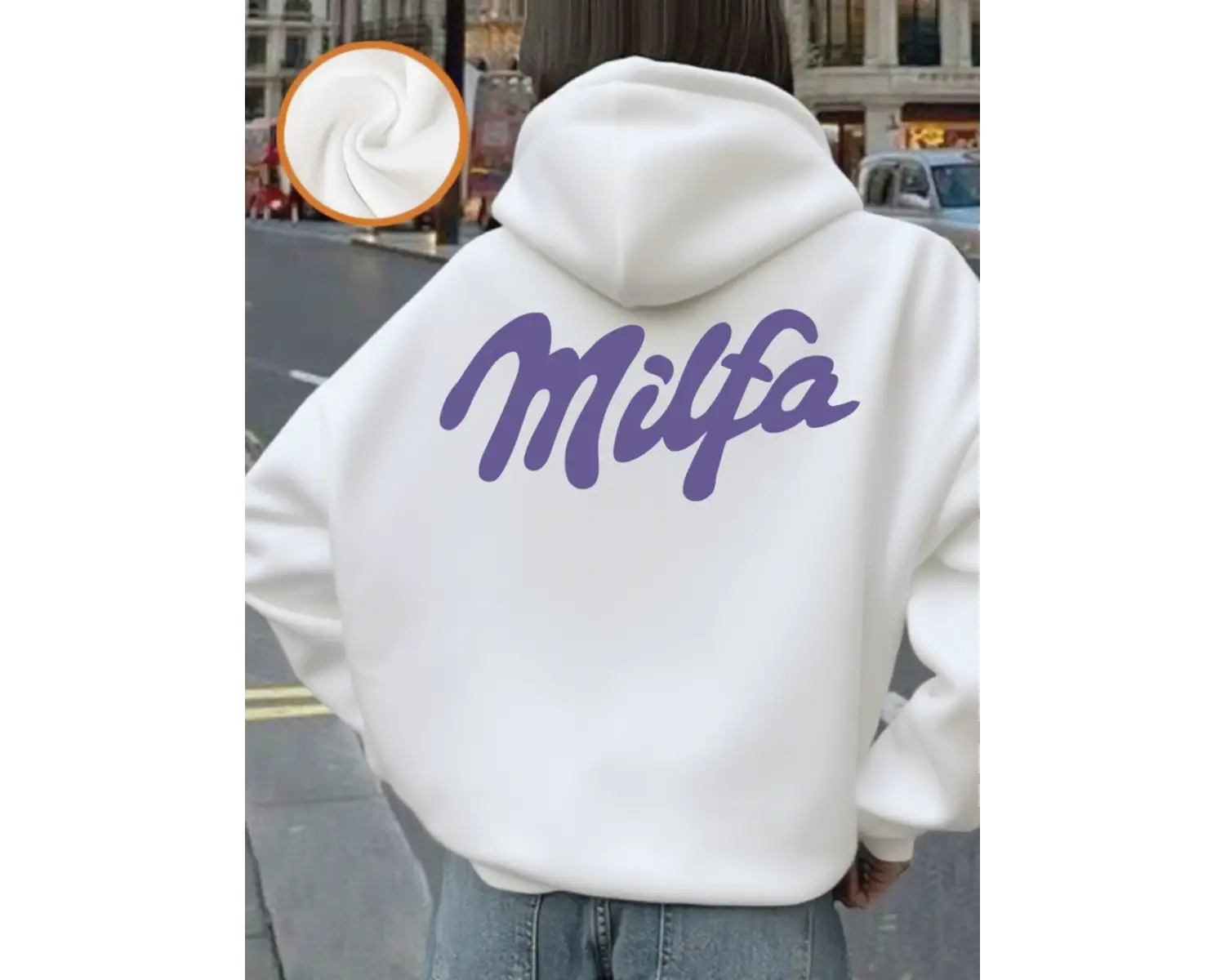 Milfa Mor Sanat Mektup Baskılar Hoodie Kadın Rahat Gevşek Kazak Rahat Yumuşak Kazak Kış Polar