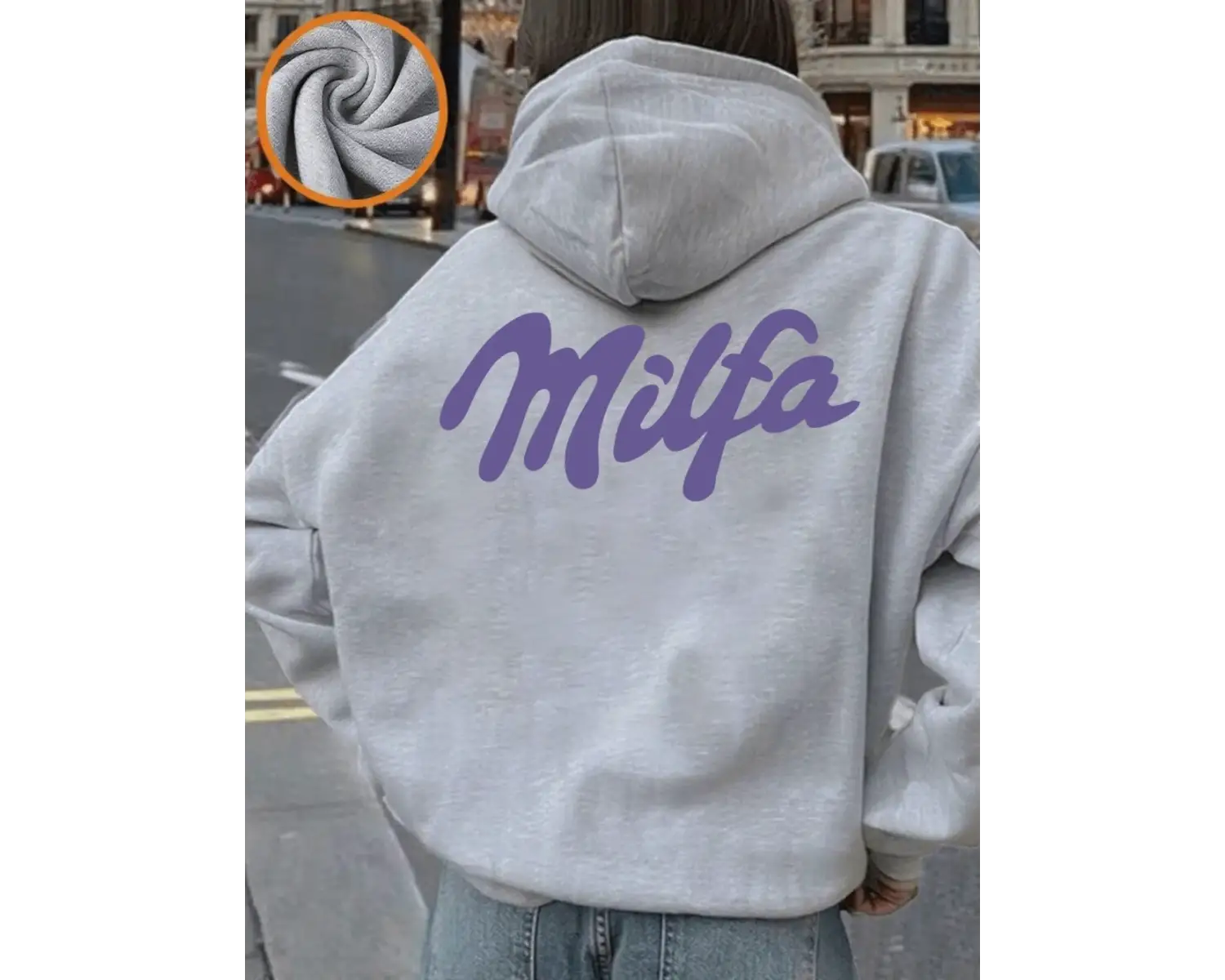 Milfa Mor Sanat Mektup Baskılar Hoodie Kadın Rahat Gevşek Kazak Rahat Yumuşak Kazak Kış Polar