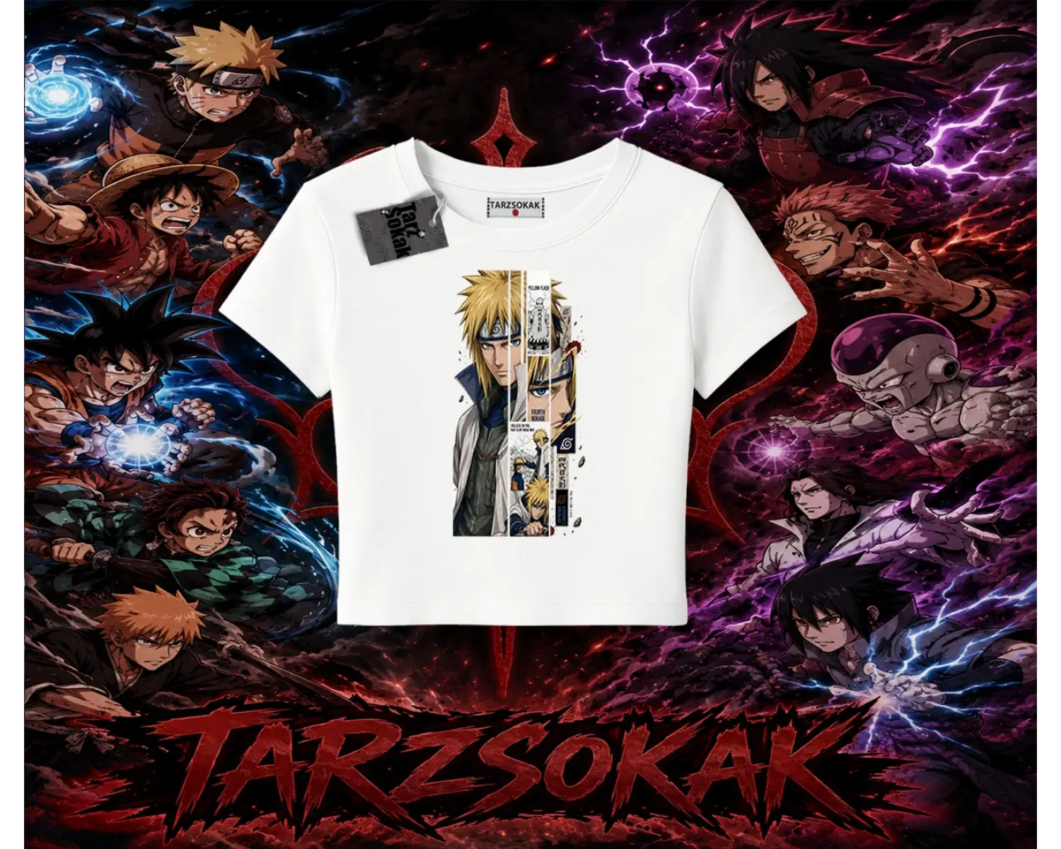 Minato Namikaze Naruto Anime Karakteri Kadın Baby Tee Beyaz