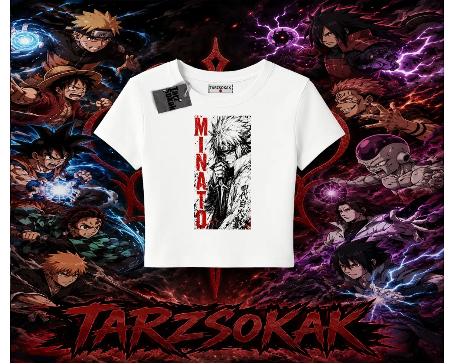 Minato Namikaze Naruto Anime Karakteri Kadın Baby Tee Beyaz