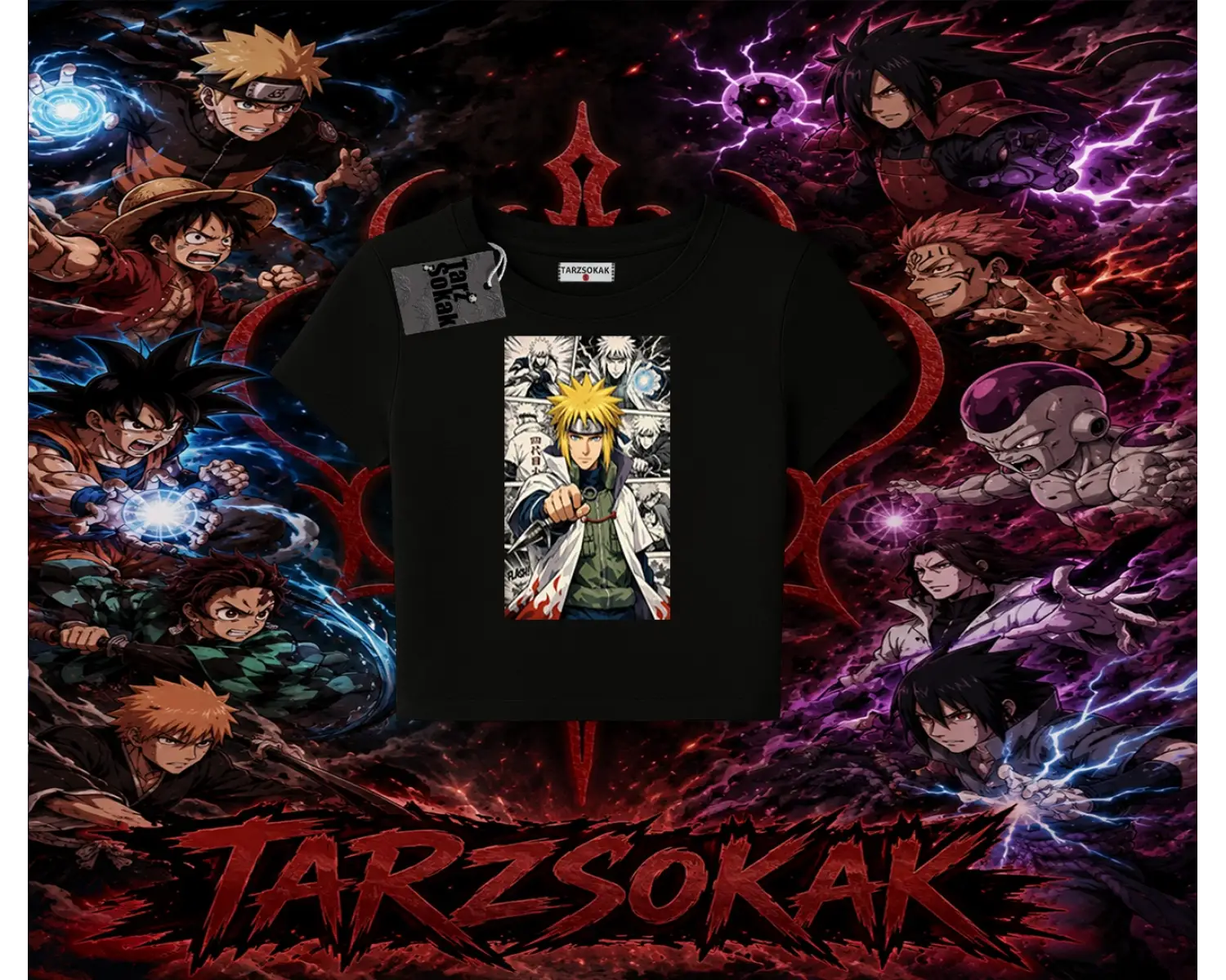 Minato Namikaze Naruto Anime Karakteri Kadın Baby Tee Beyaz
