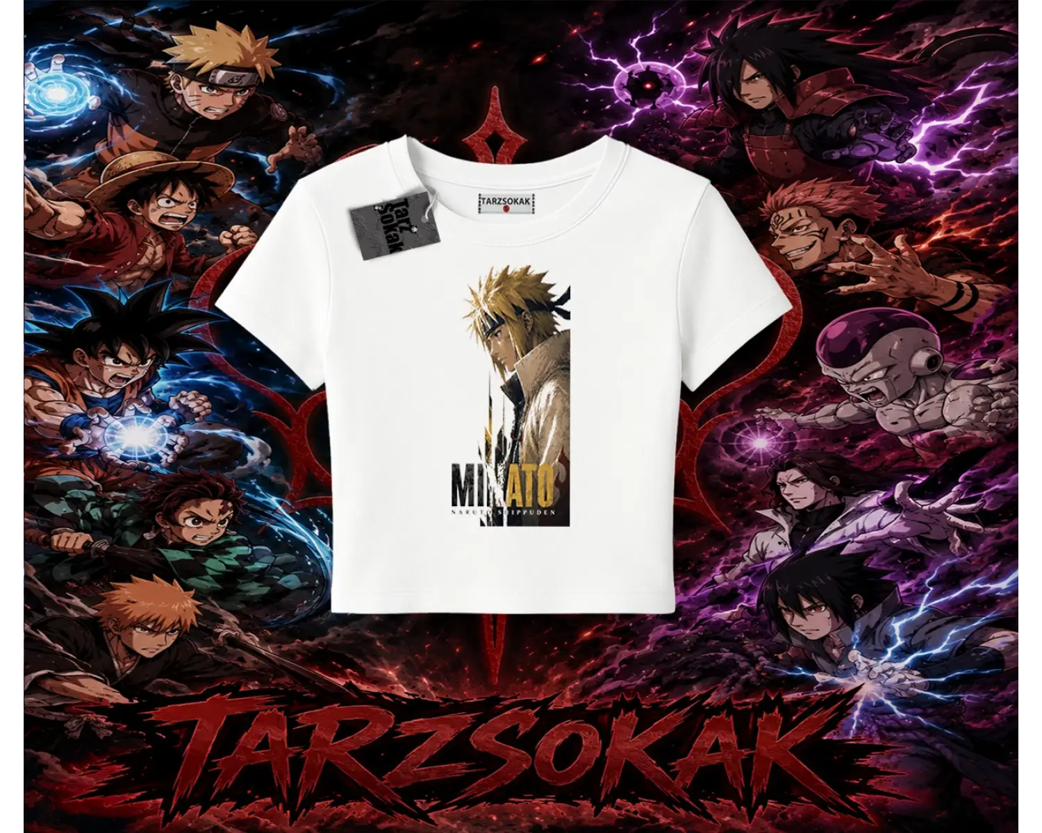 Minato Namikaze Naruto Anime Karakteri Kadın Baby Tee Beyaz