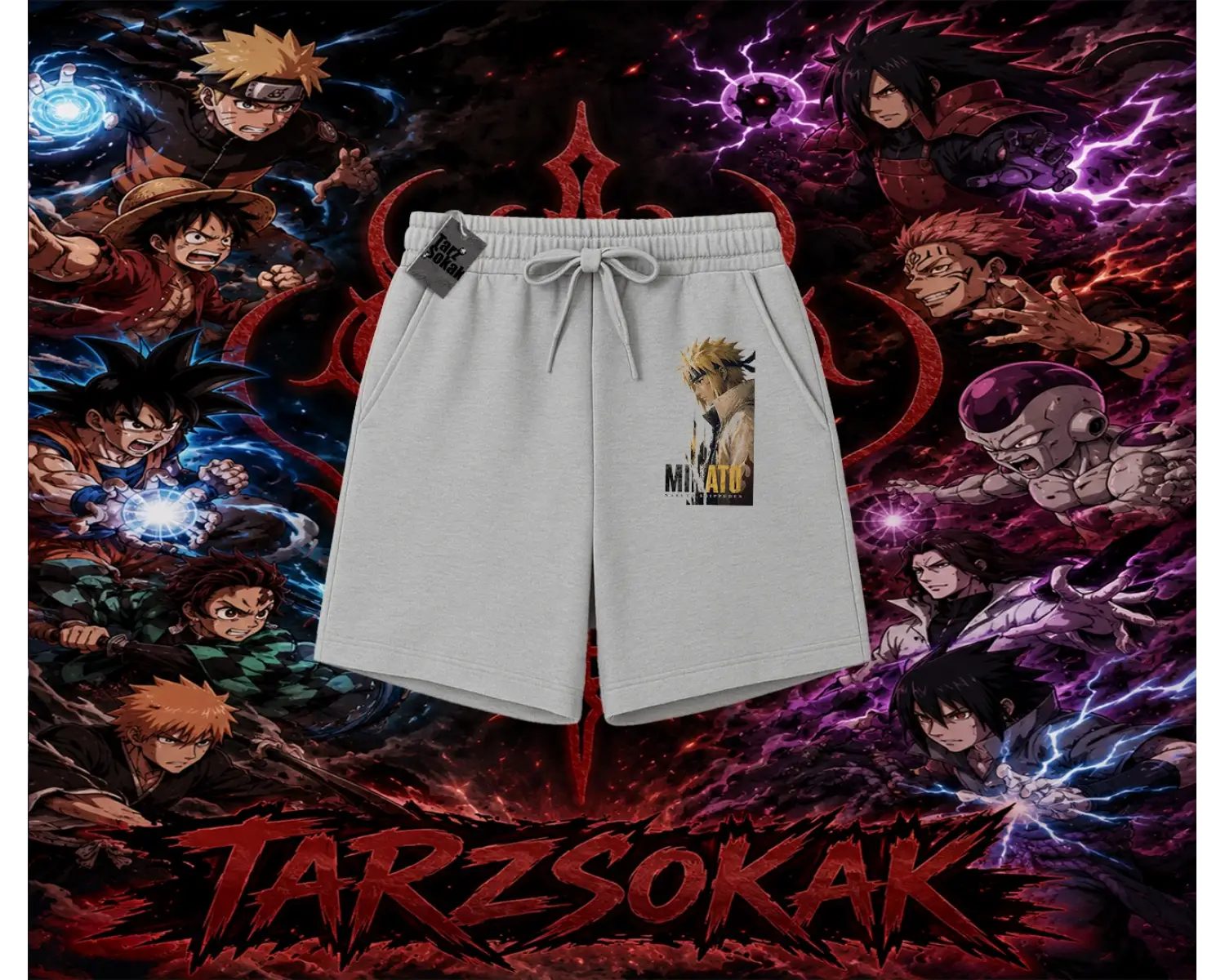 Minato Namikaze Naruto Anime Karakteri Unisex Şort Beyaz